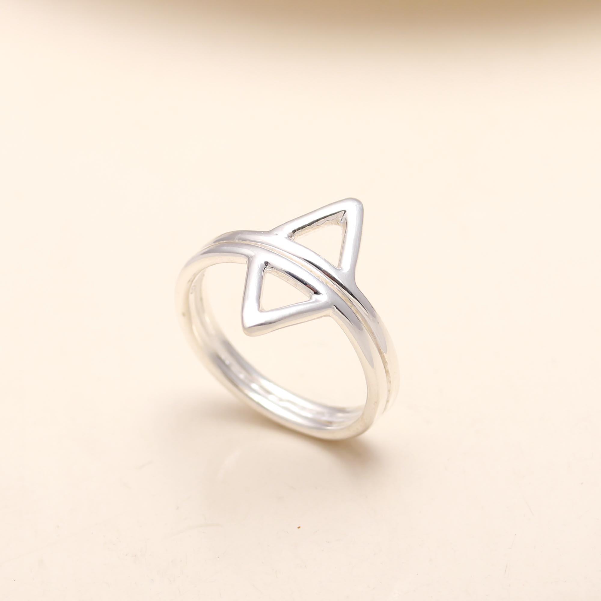 925 Silver Double Triangle Ring