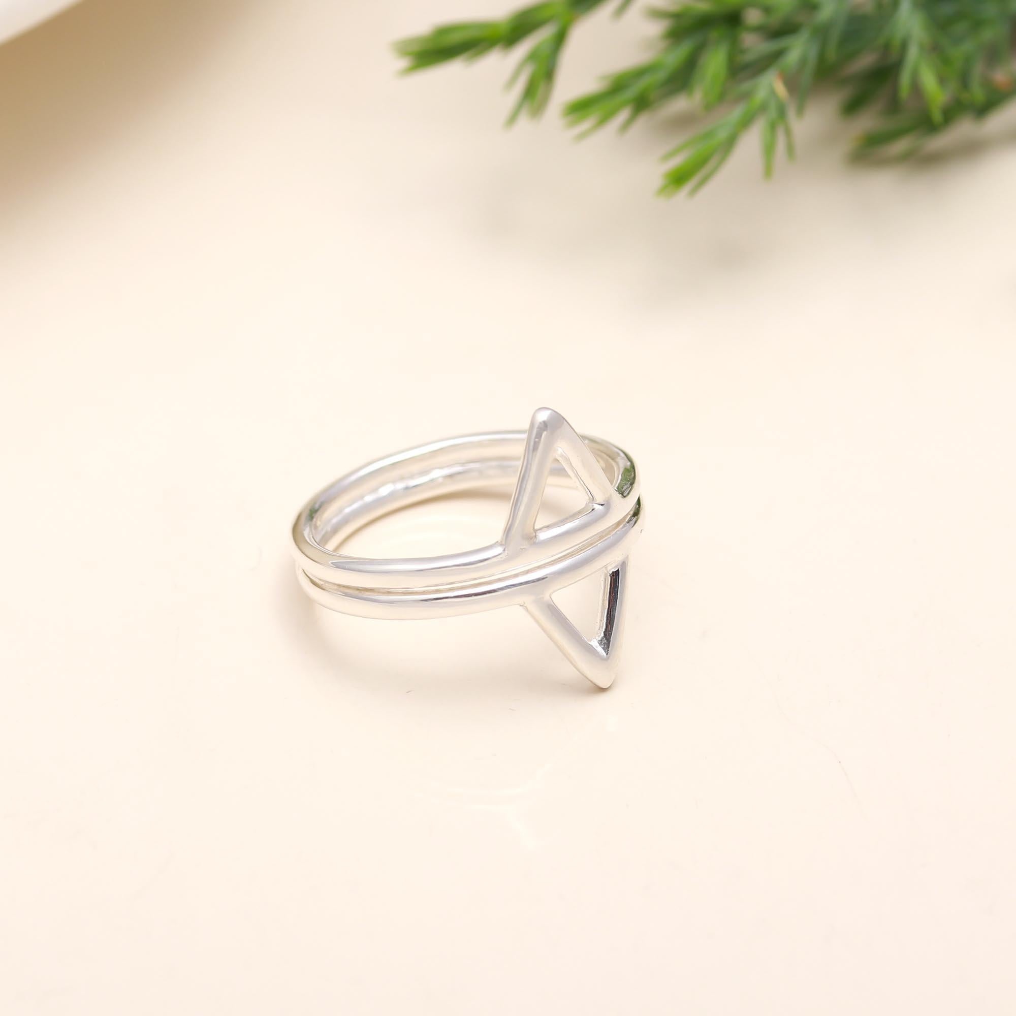 925 Silver Double Triangle Ring
