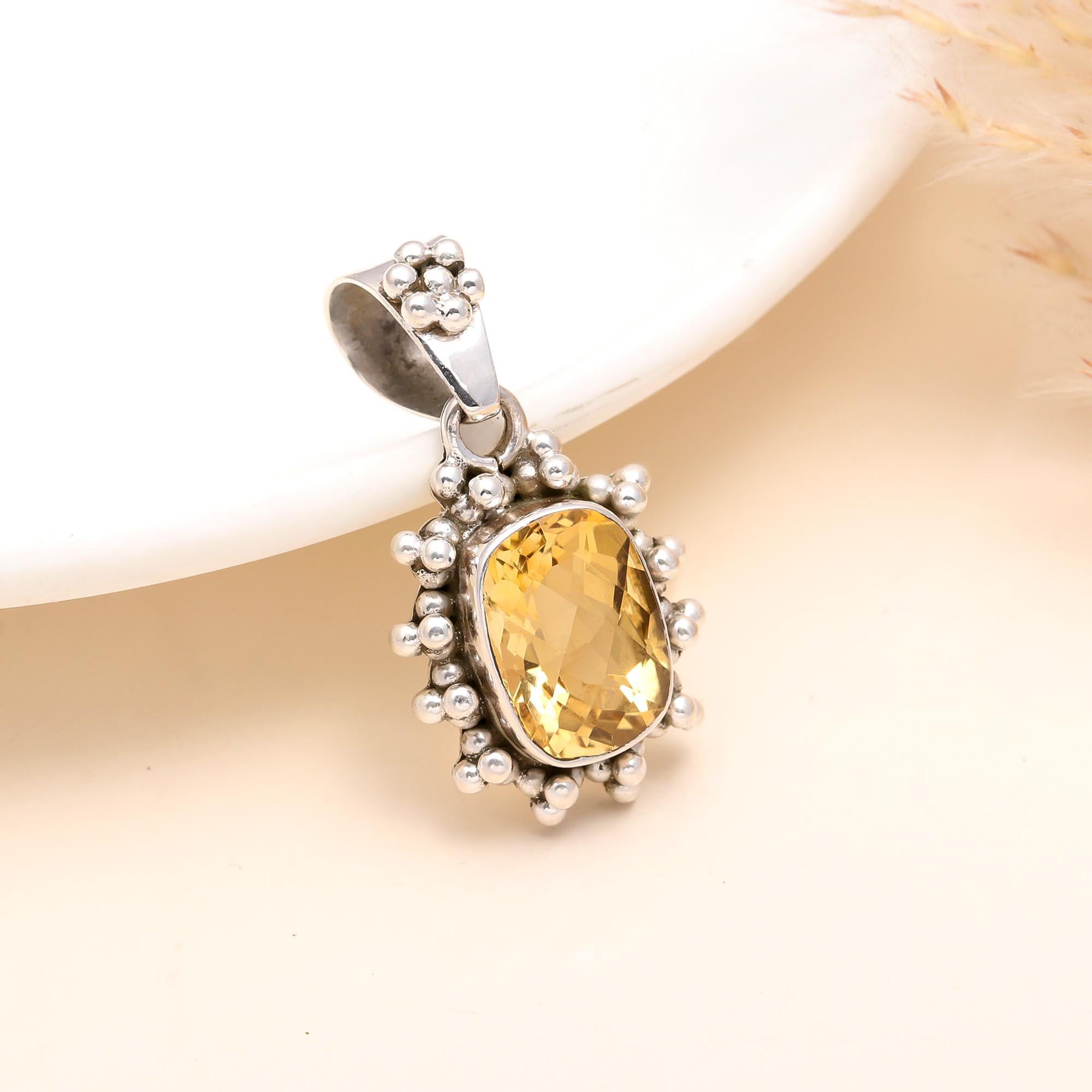 925 Sterling Silver Citrine Pendant