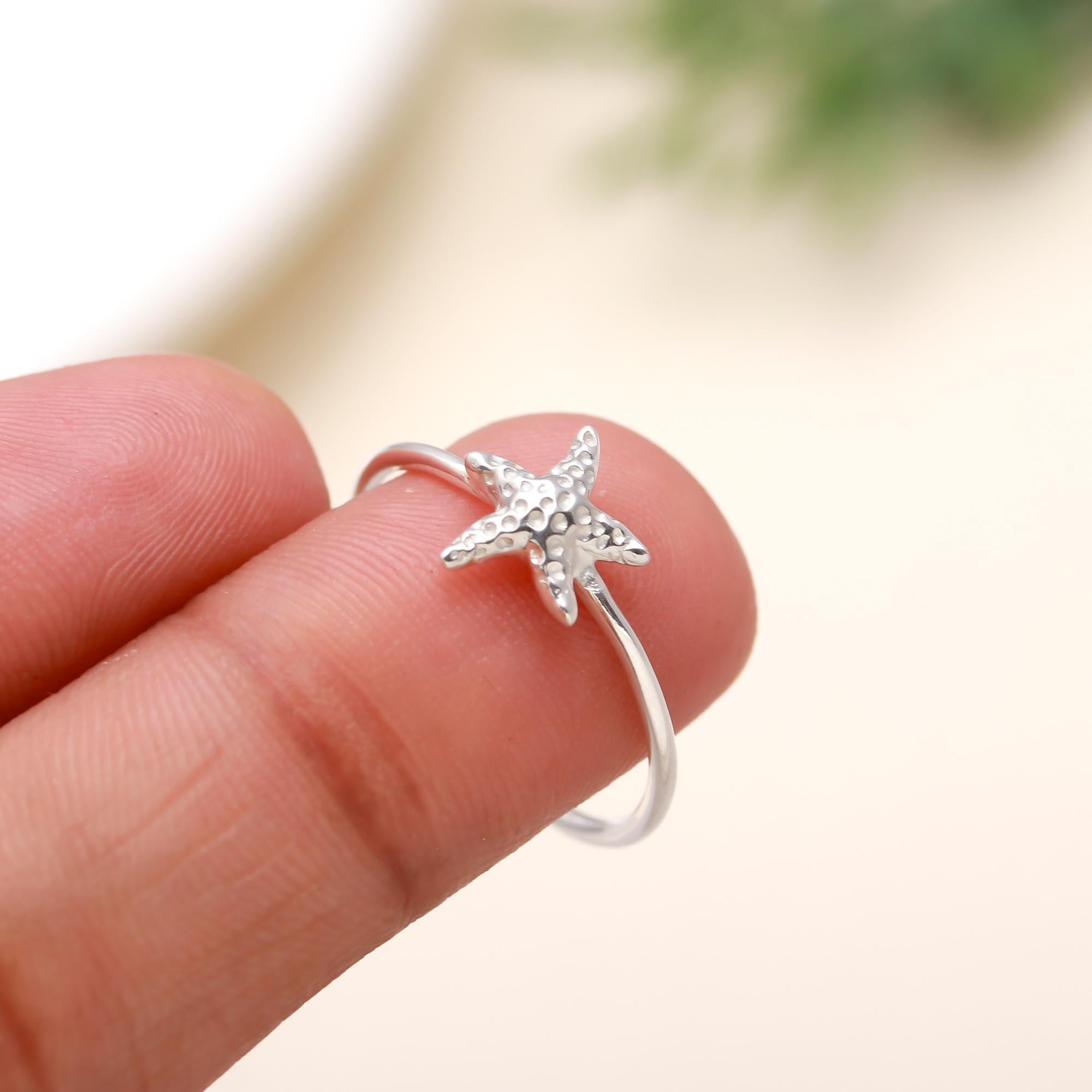 925 Silver Starfish Ring