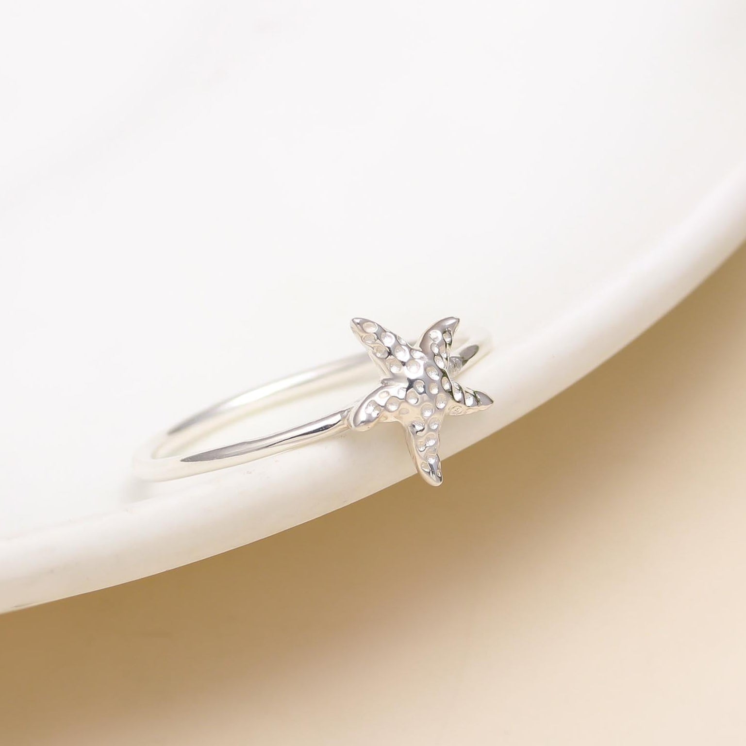 The Coastal Charm: Silver Starfish Minimalist Ring