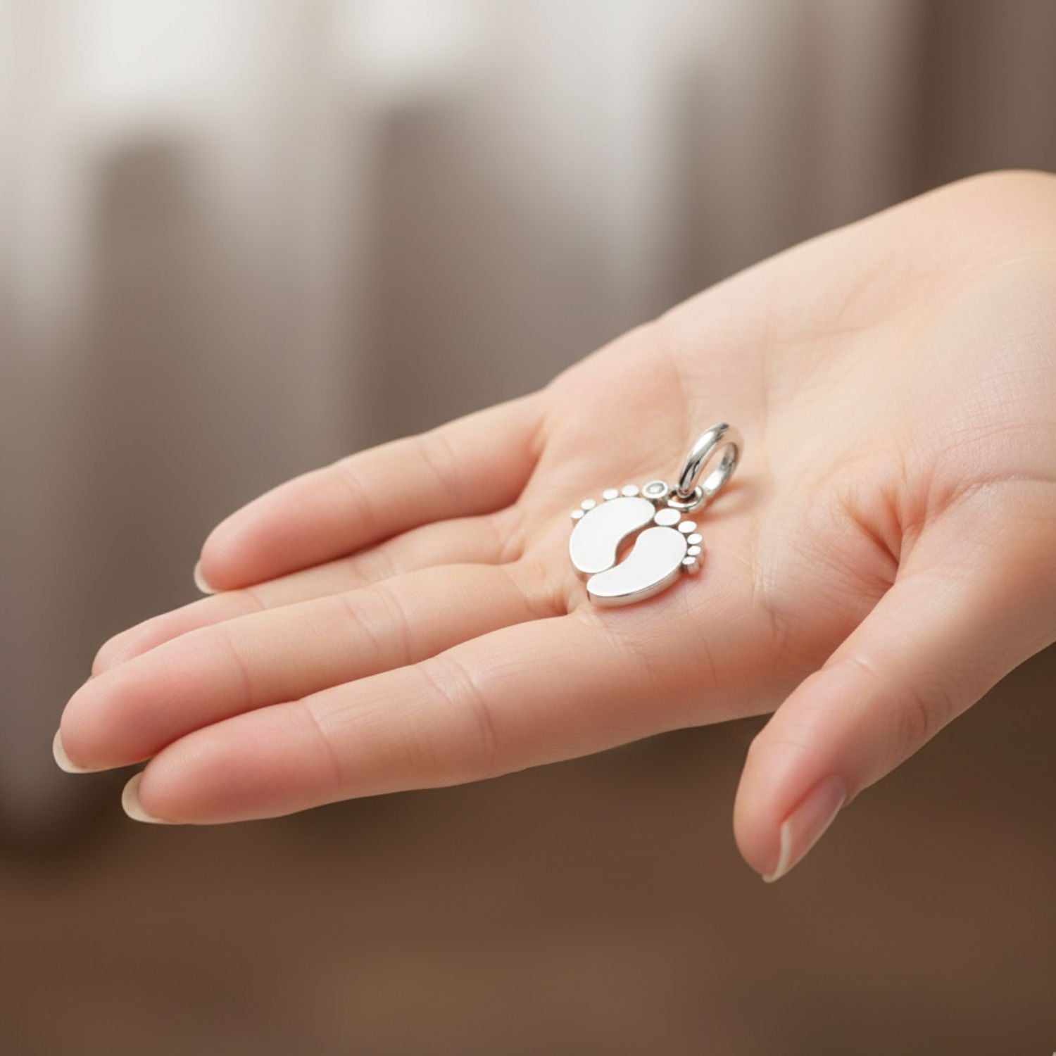 925 Sterling Silver Newborn Baby Feet Charm Pendant