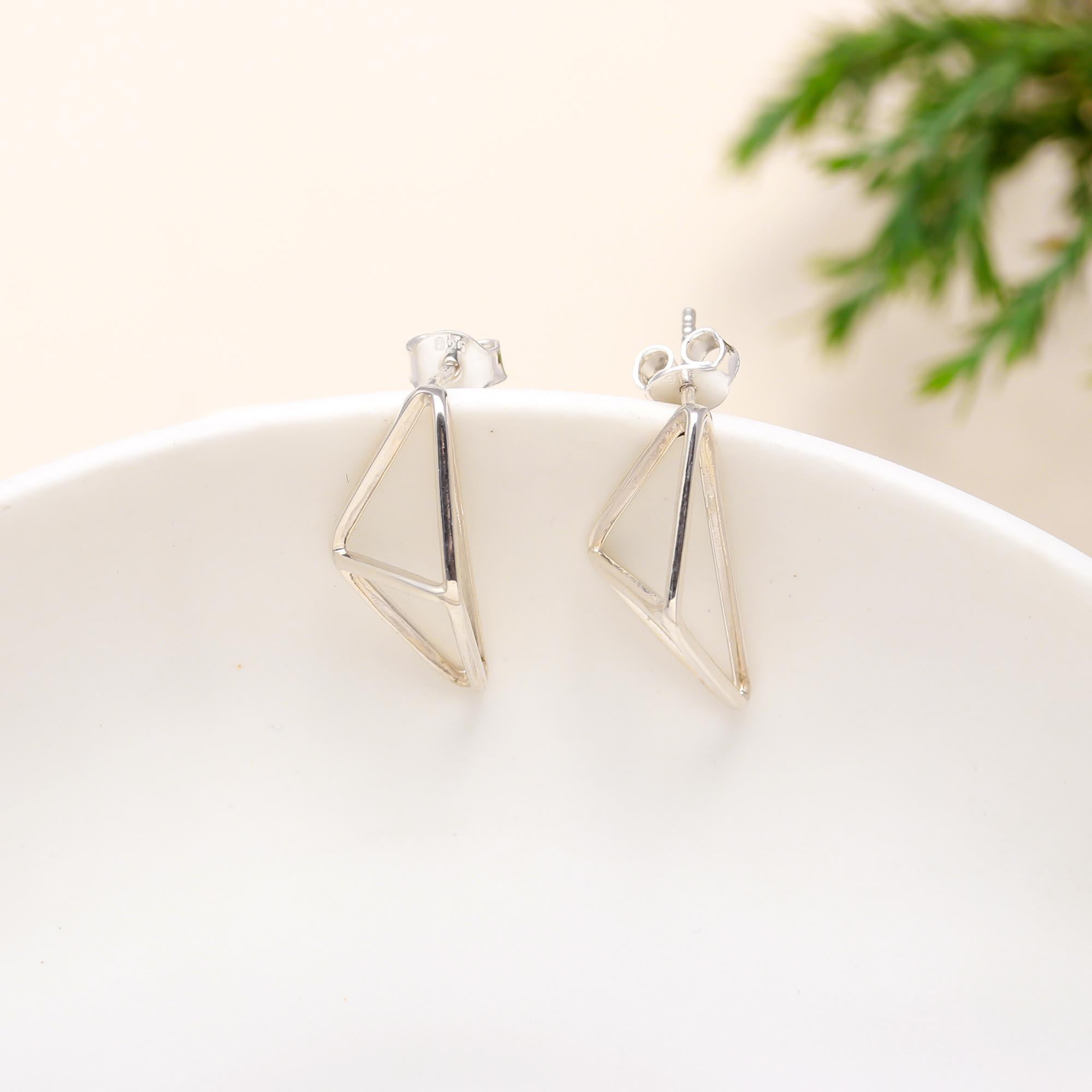 925 Sterling Silver Geometrical Stud Earrings For Women