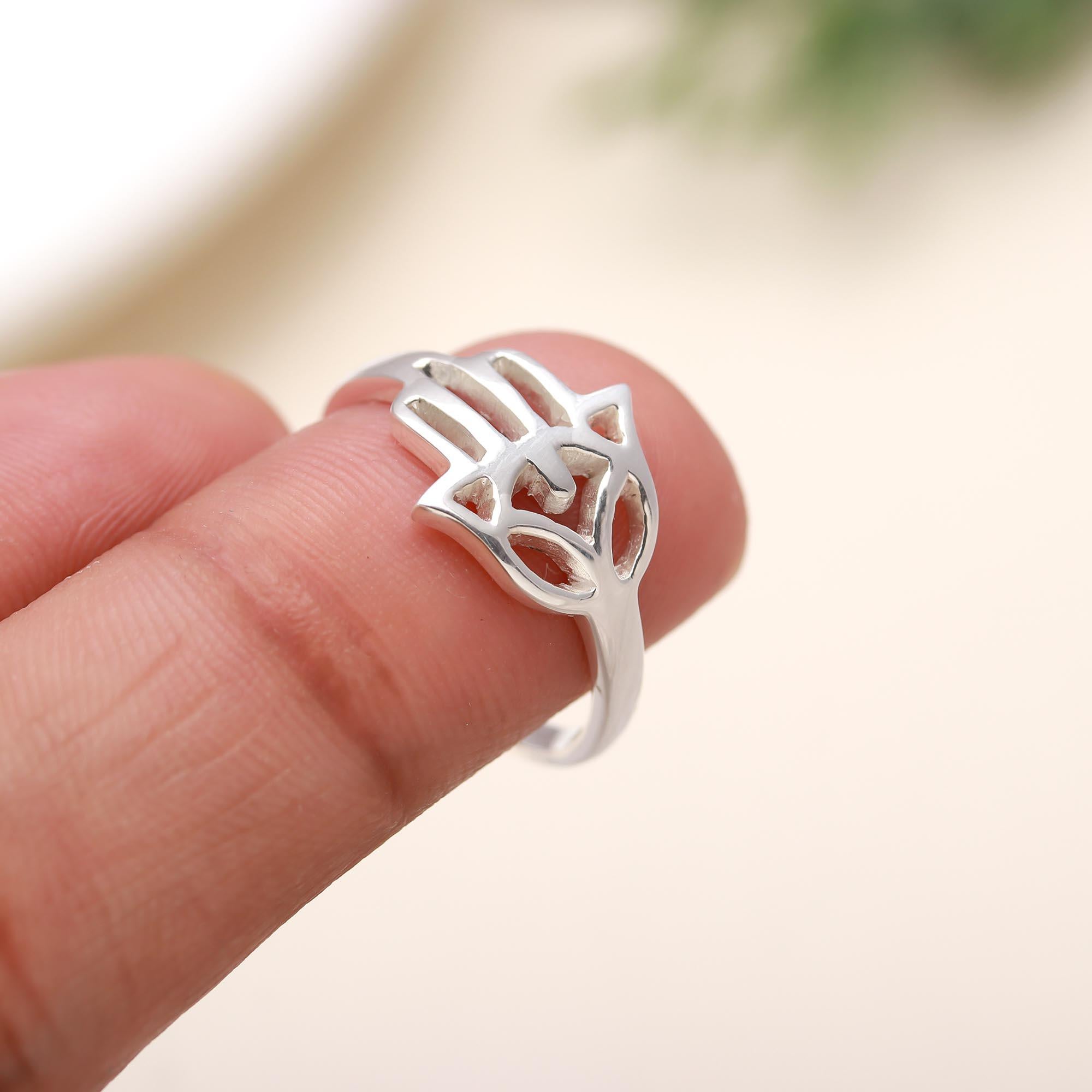 925 Silver Hamsa Hand Ring