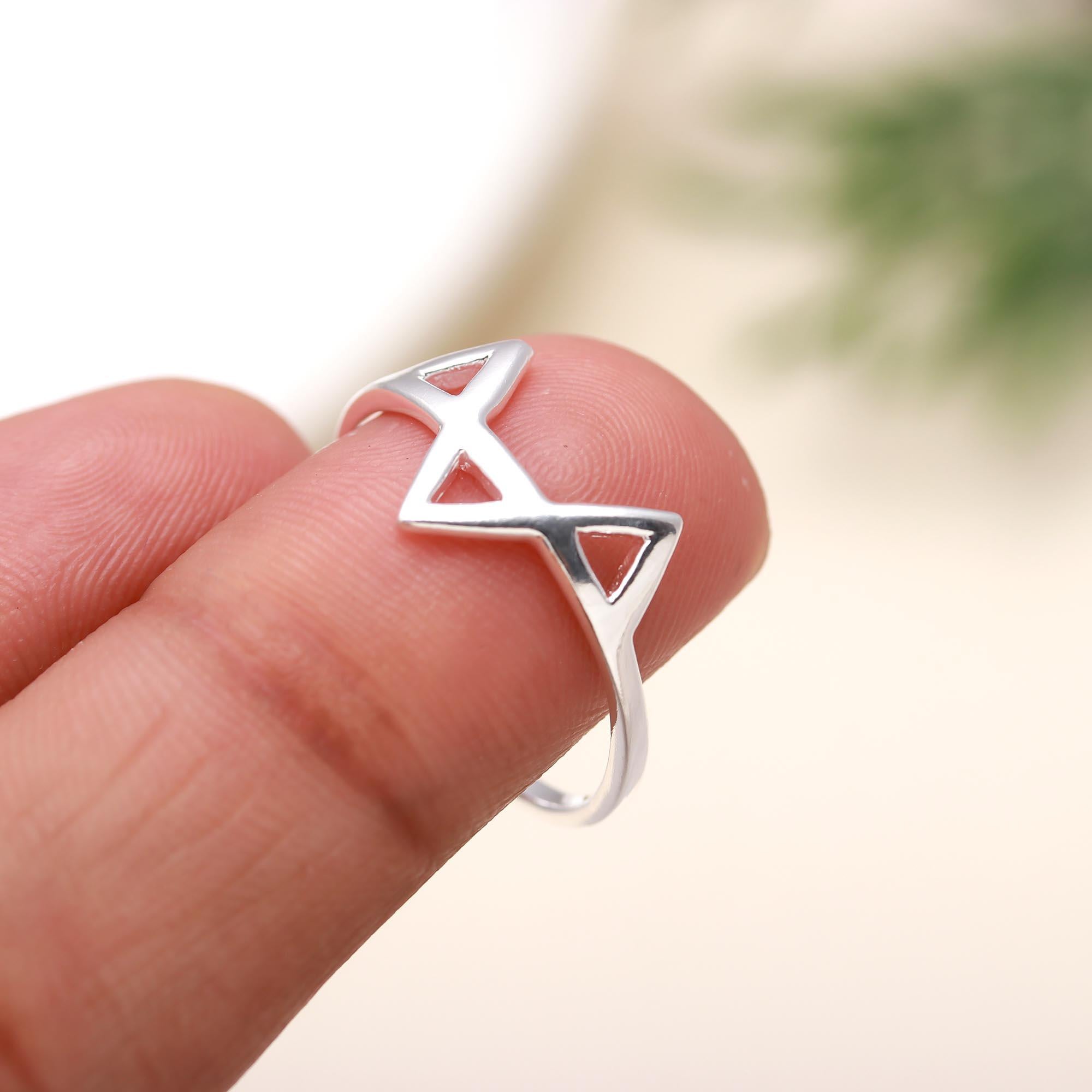 925 Silver Geometric Triangle Ring