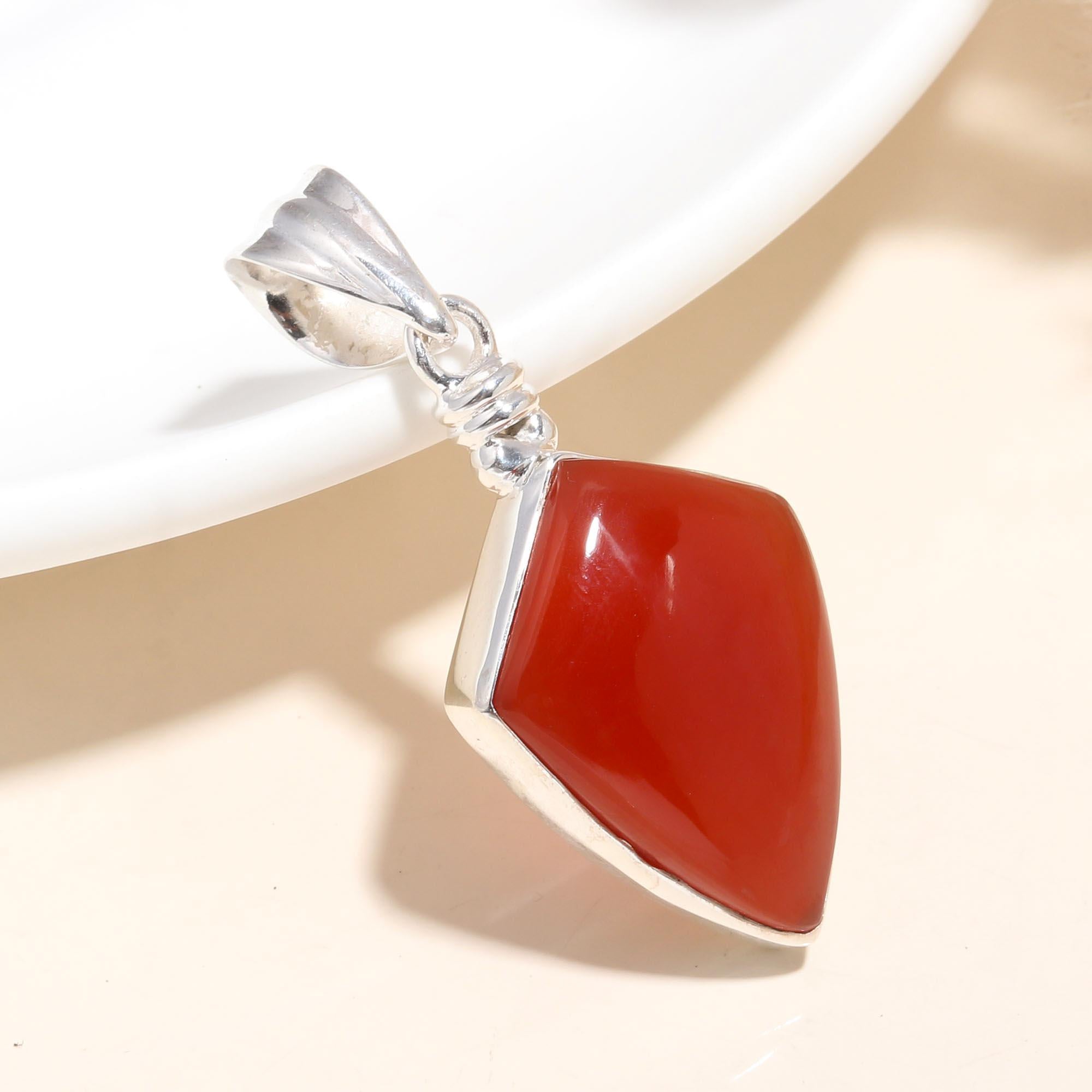 925 Silver Red Jasper Pendant