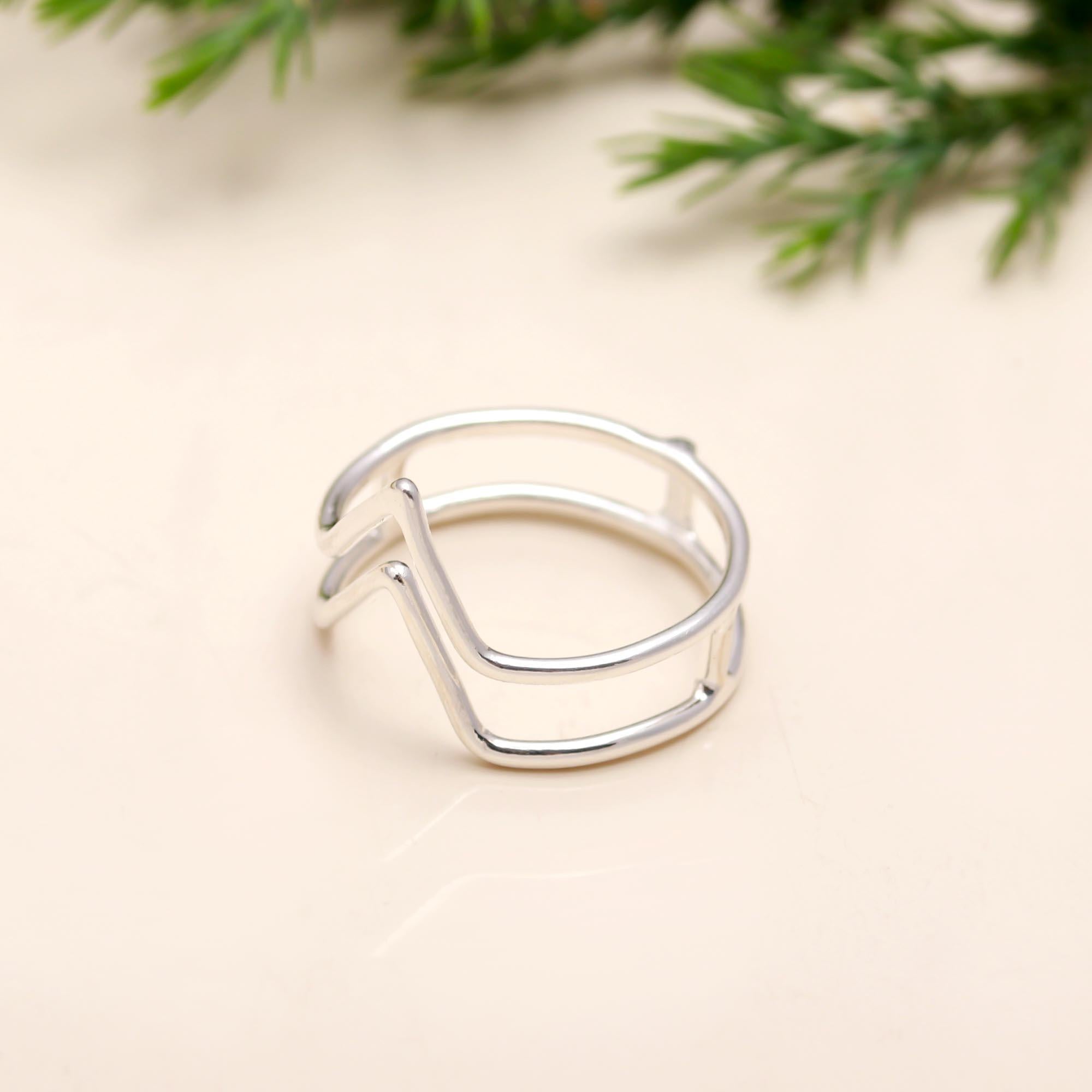 925 Silver Double Zigzag Ring