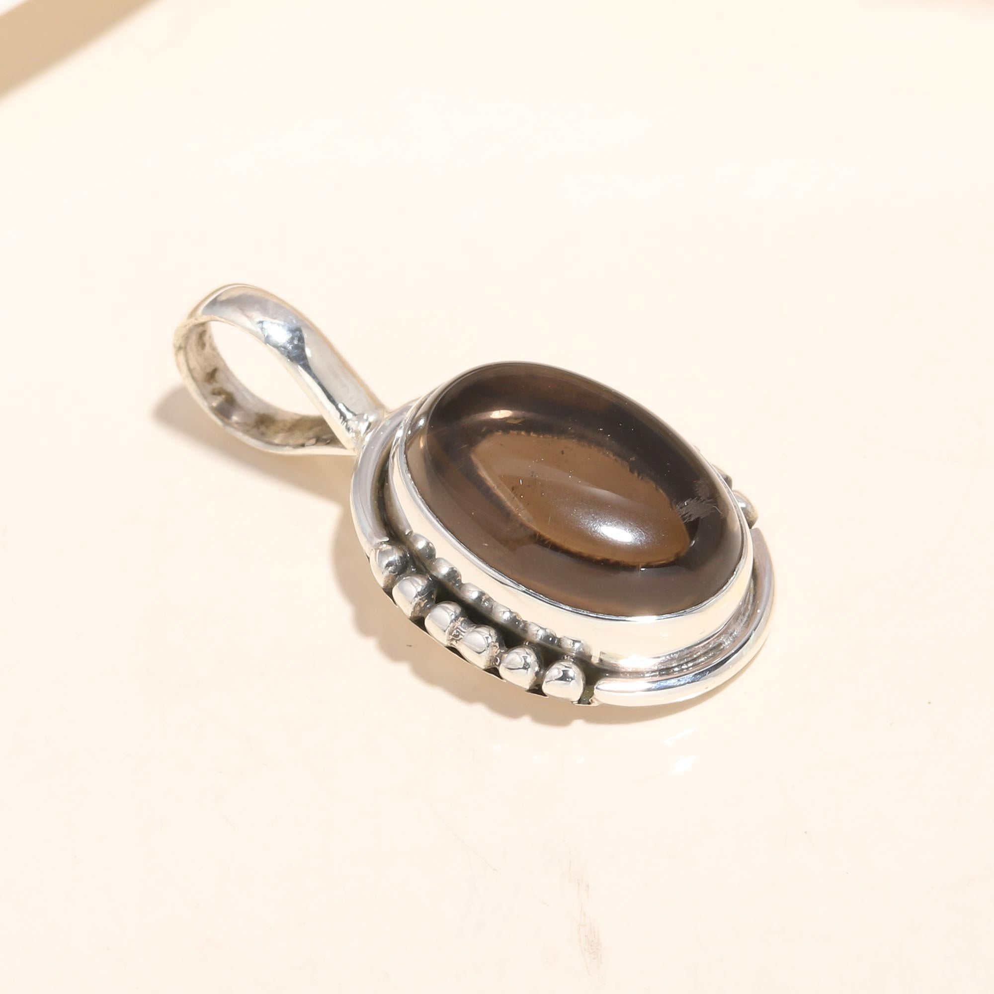 925 Sterling Silver Smoky Quartz Gemstone Pendant