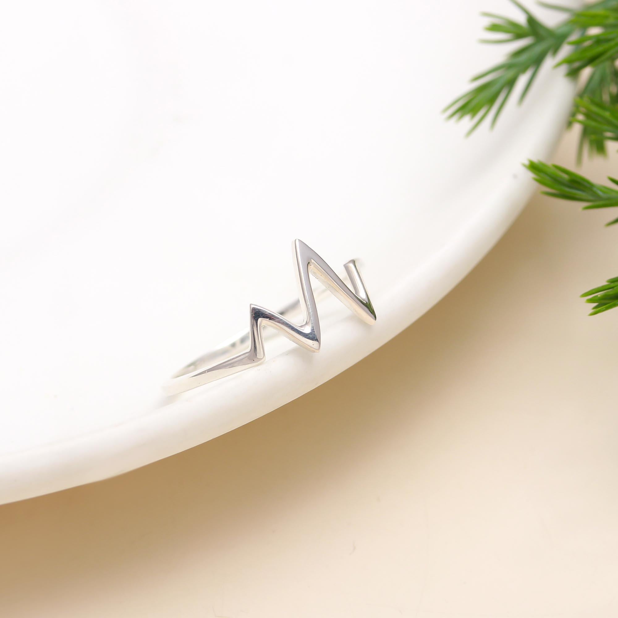 Sterling Silver Minimalist Heartbeat Ring