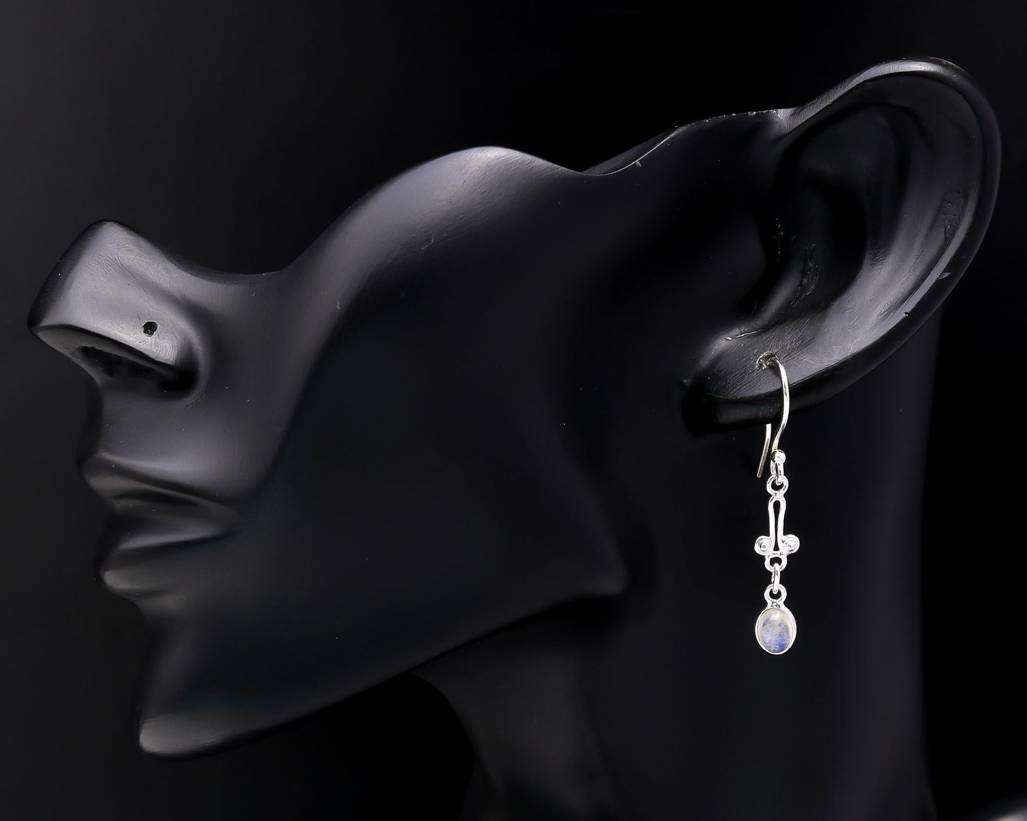 925 Sterling Silver Moonstone Dangle Earrings