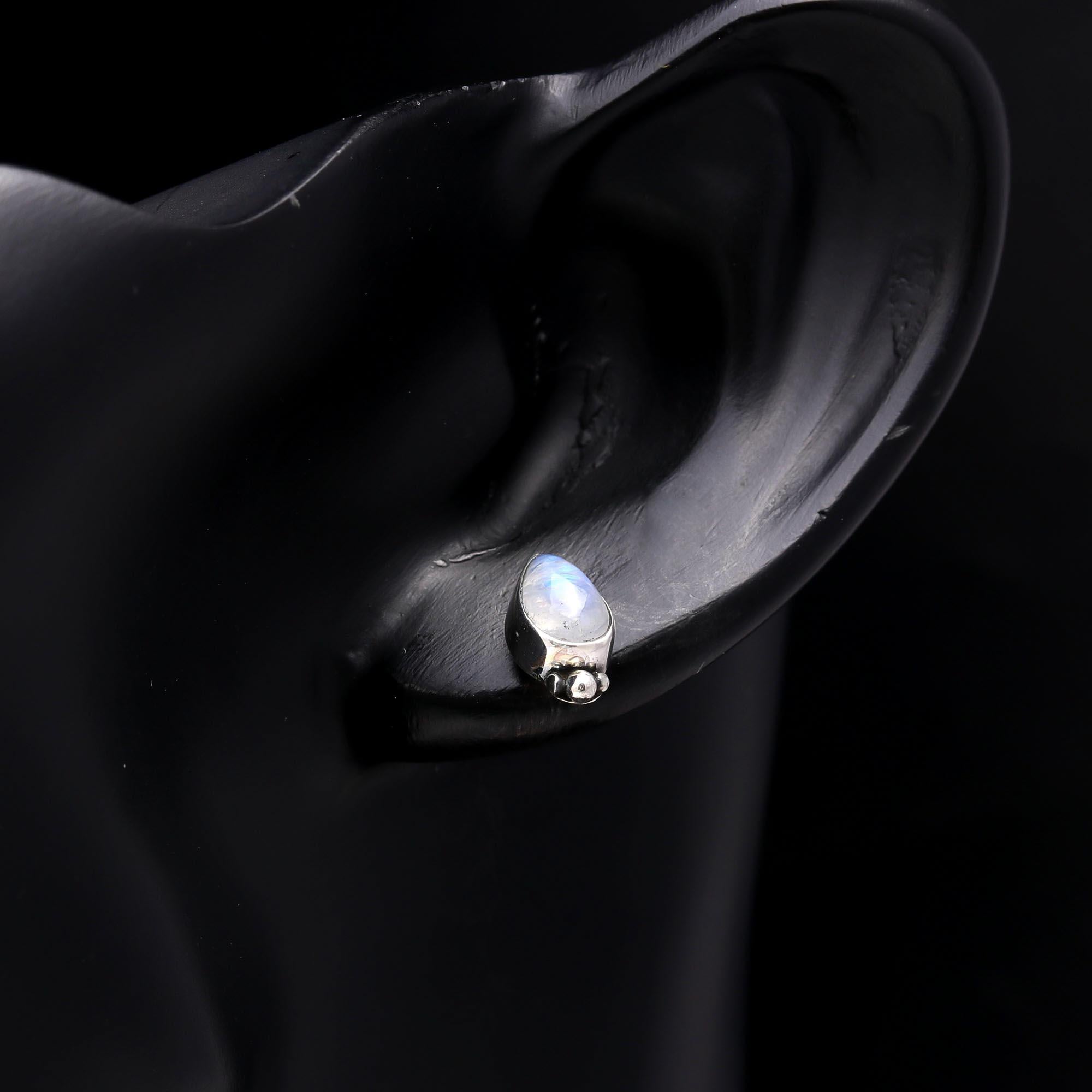 925 Sterling Silver Teardrop Moonstone Stud Earrings