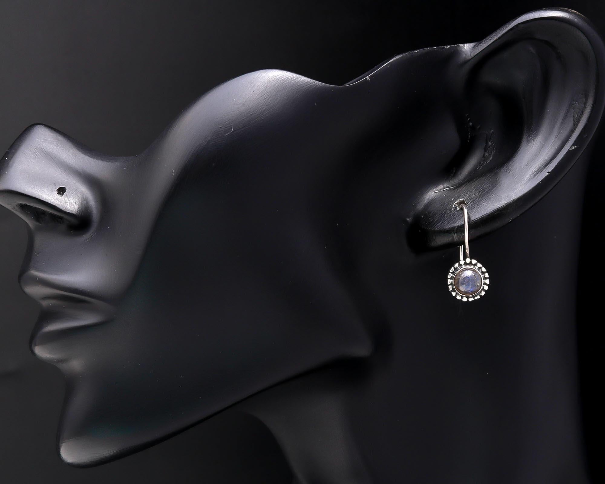 925 Sterling Silver Vintage Boho Handmade Labradorite Dangle Earrings