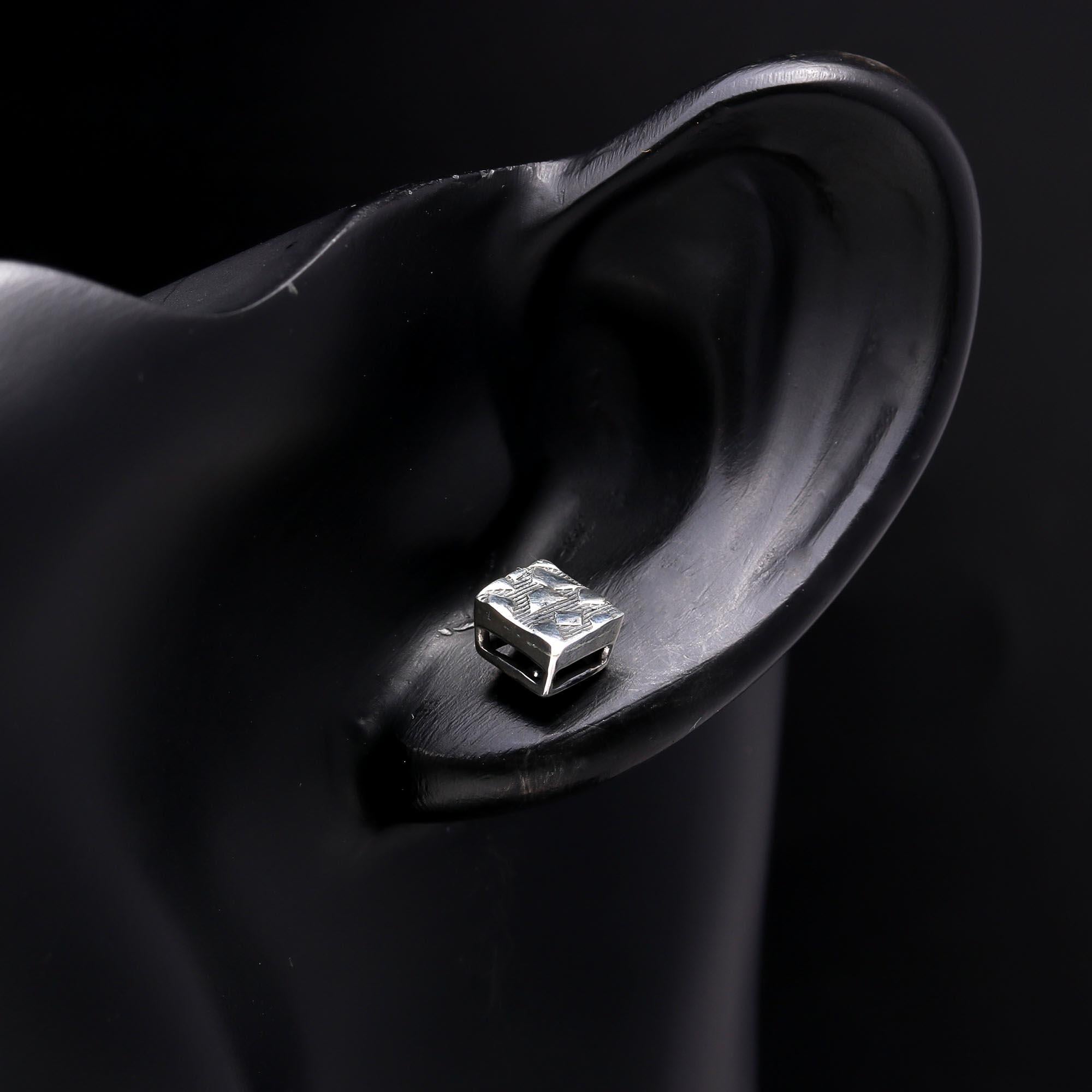 925 Sterling Silver Modern Cube Design Stud Earrings