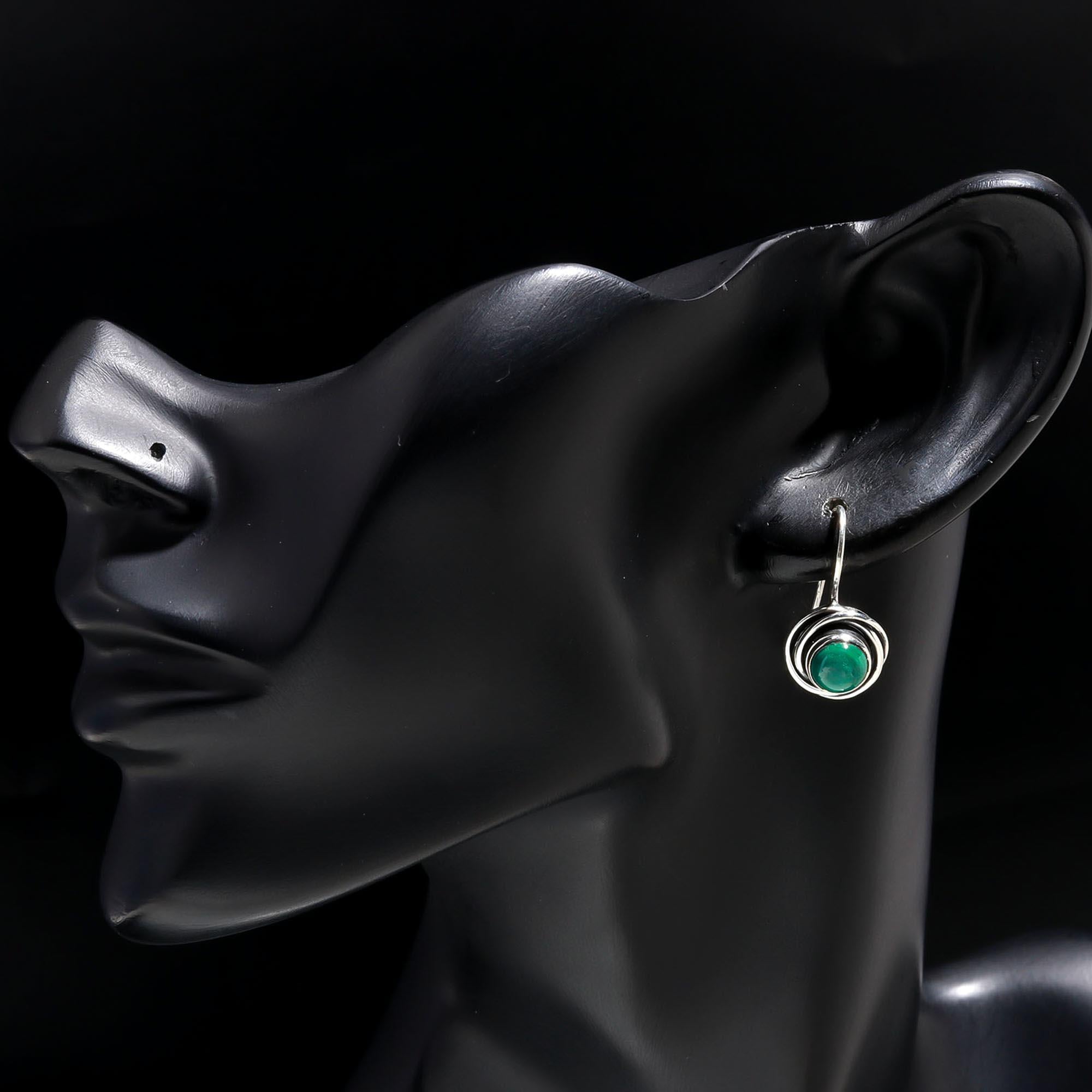 925 Sterling Silver Malachite Dangle Earrings