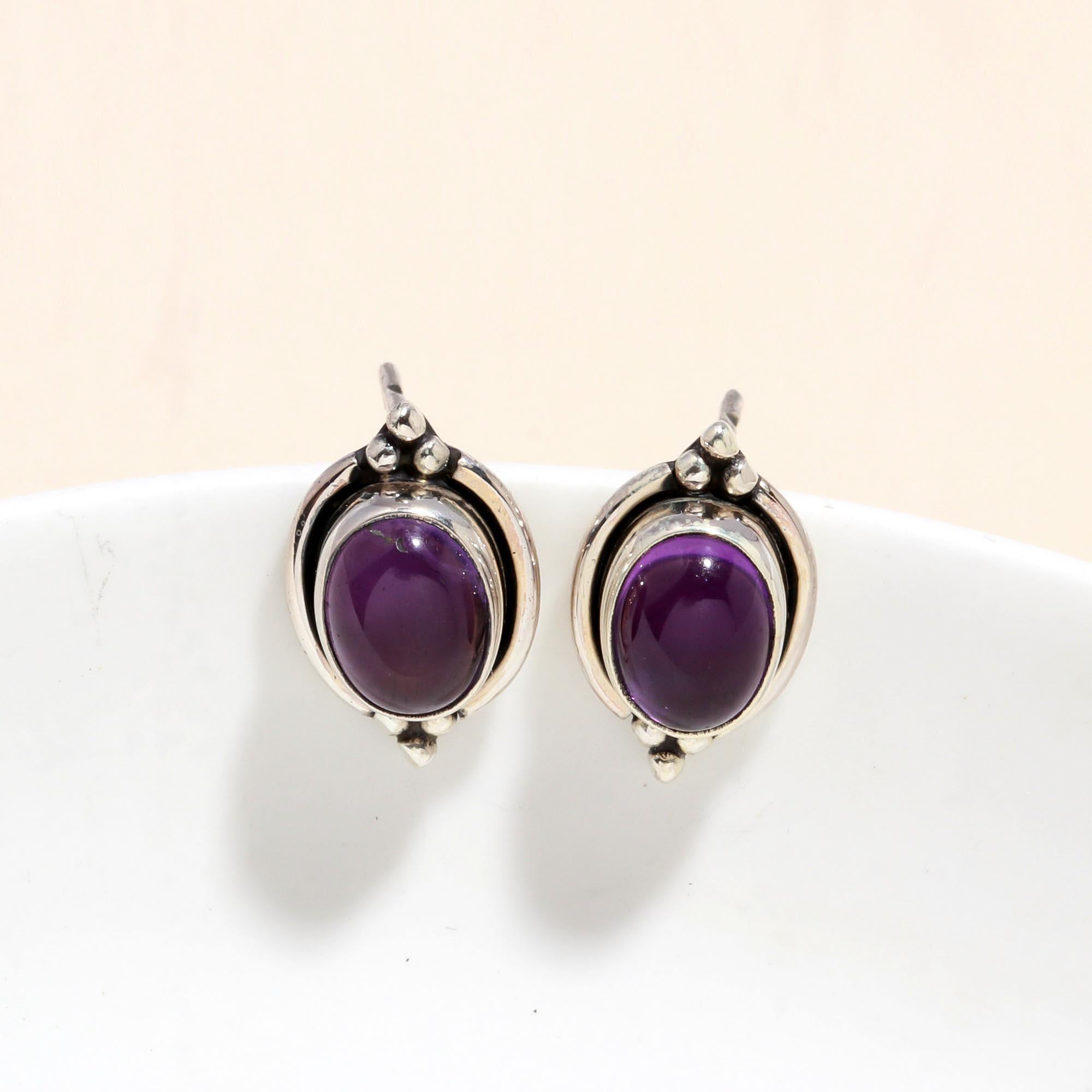925 Sterling Silver Amethyst Stud Earrings