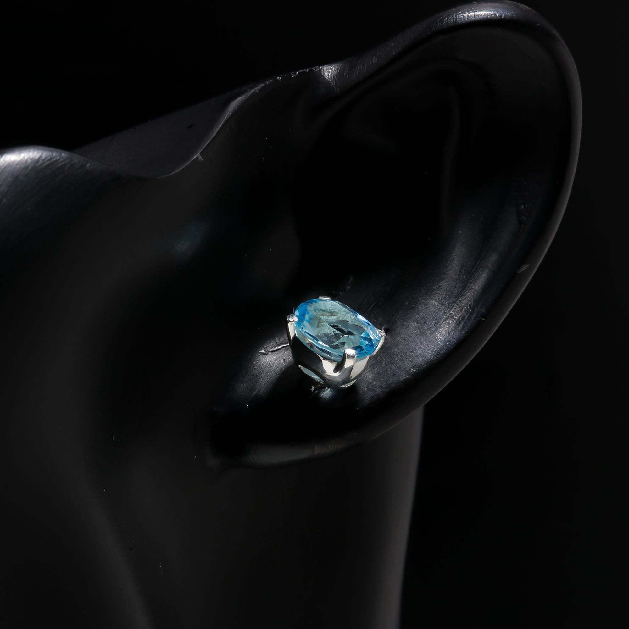 925 Sterling Silver Blue Topaz Stud Earrings