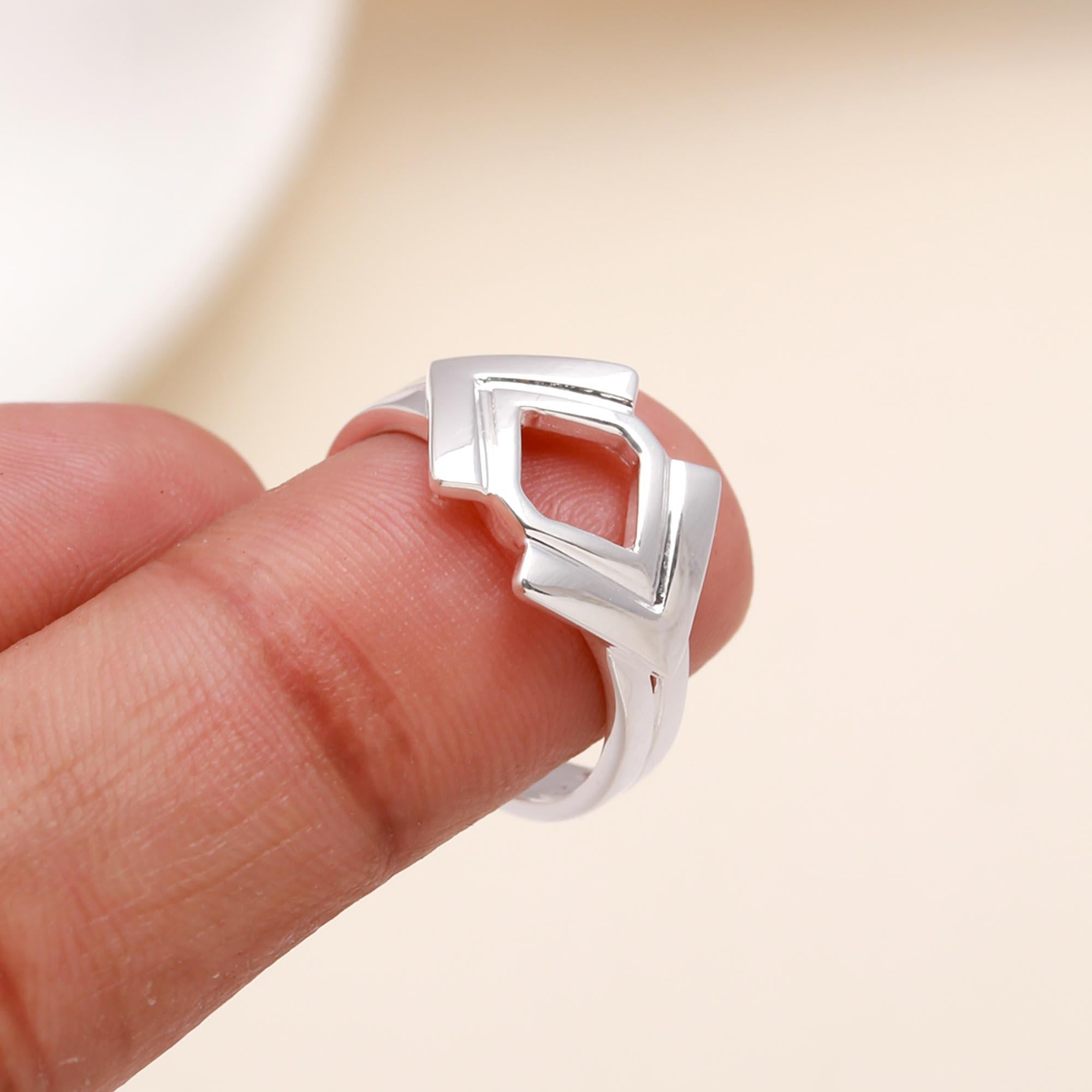 925 Sterling Silver Modern Geometric Openwork Ring