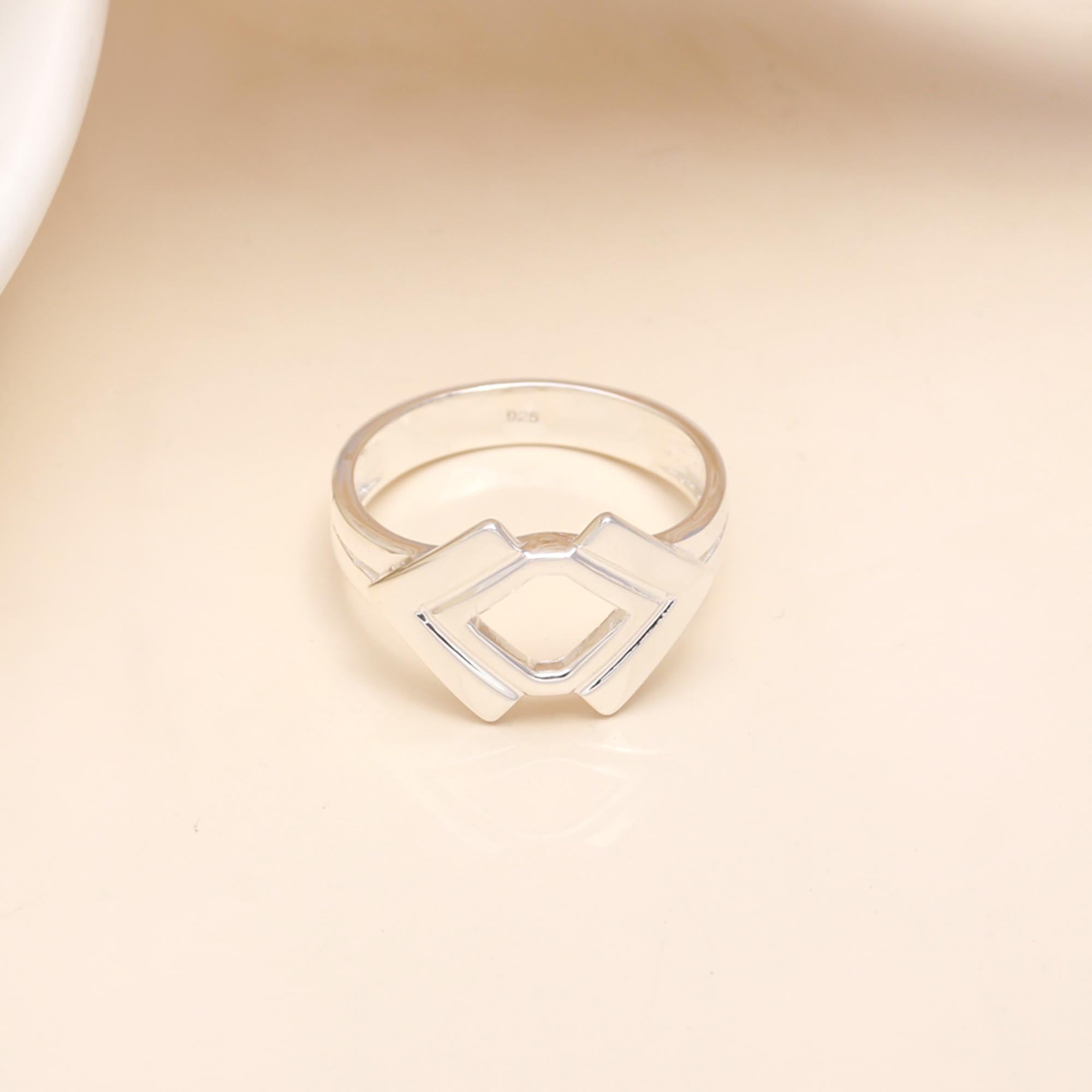 925 Sterling Silver Modern Geometric Openwork Ring