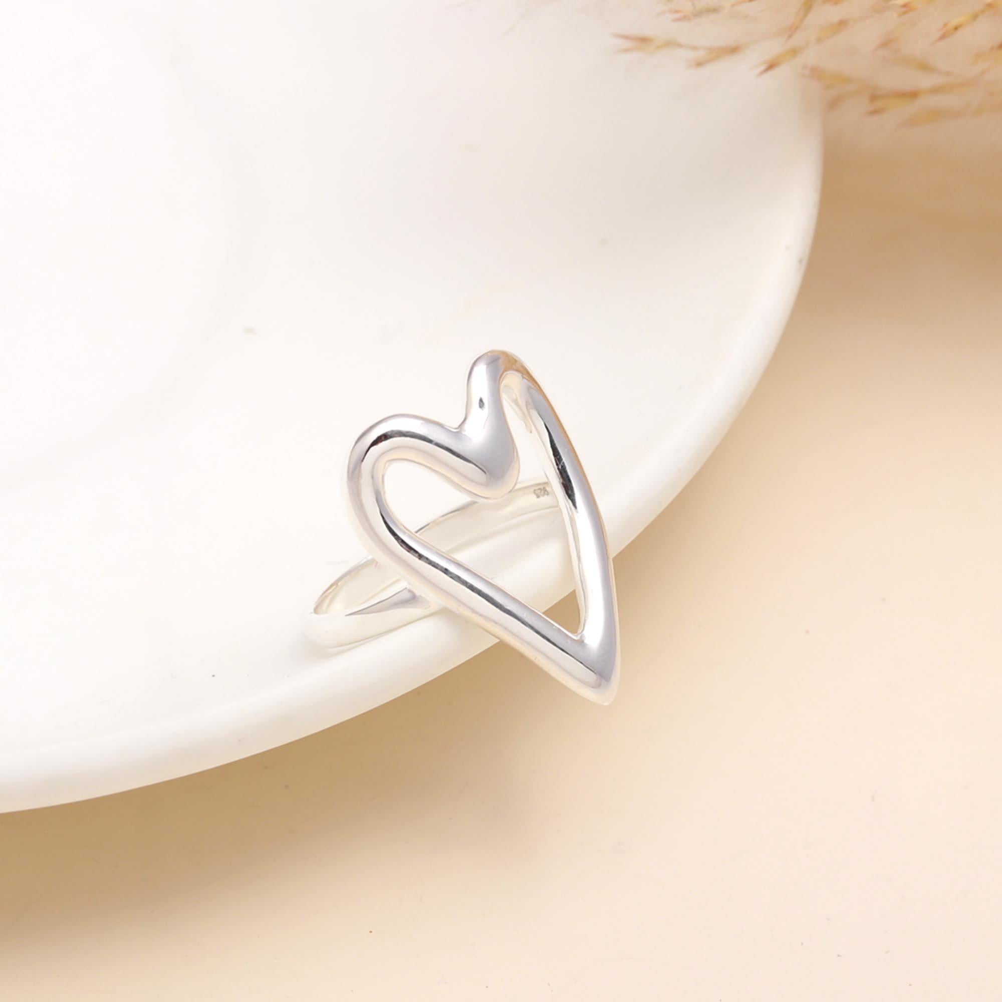 925 Sterling Silver Open Heart Ring