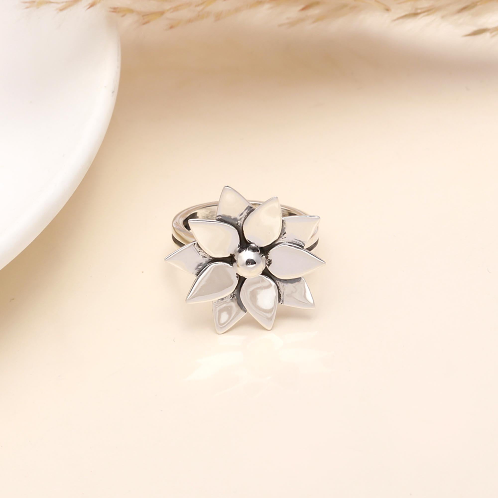 925 Sterling Silver Lotus Flower Ring