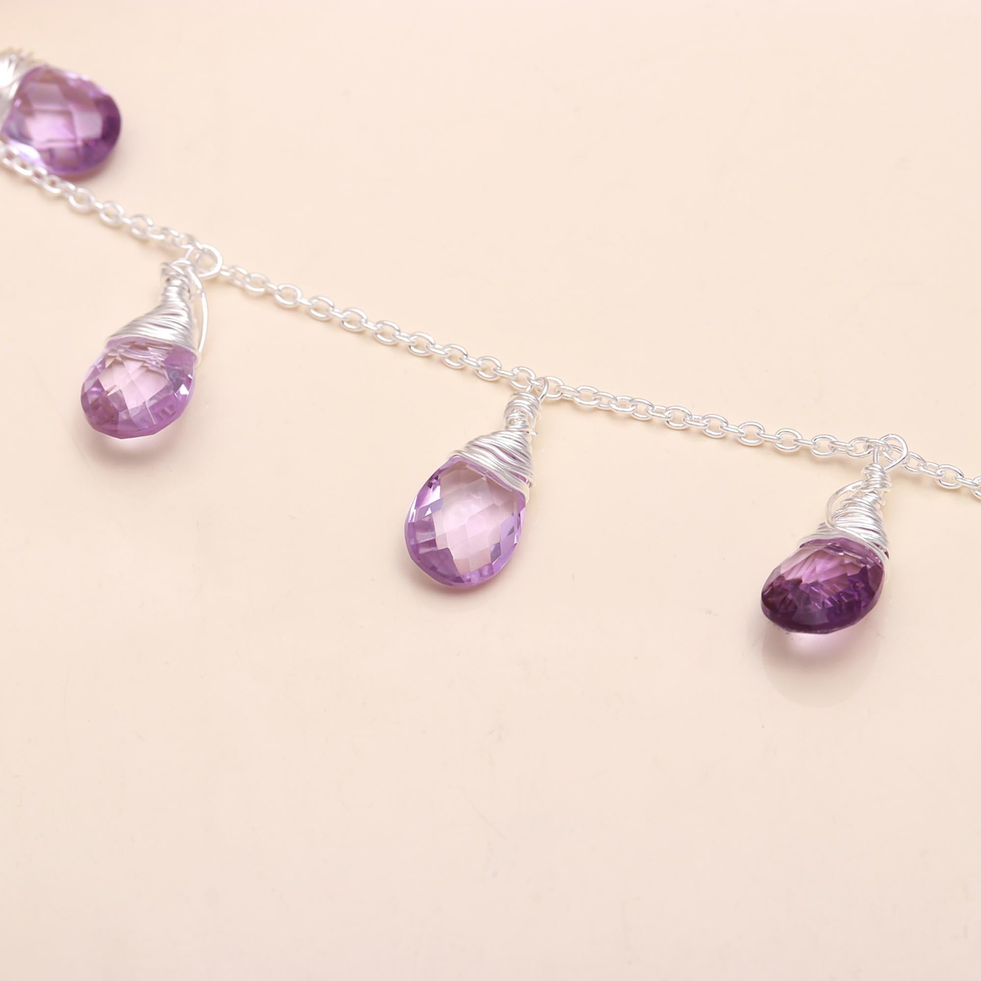 925 Sterling Silver Amethyst Teardrop Necklace