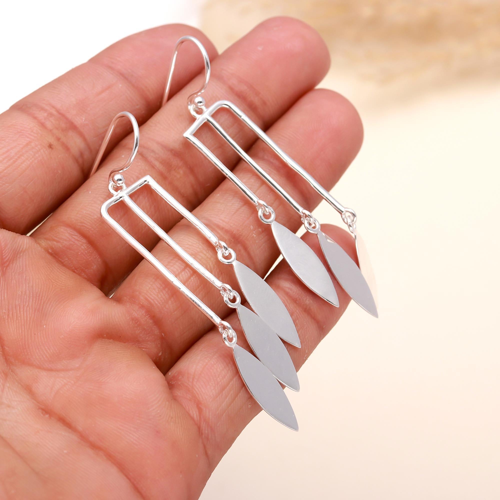 925 Sterling Silver Multi-Drop Dangle Earrings