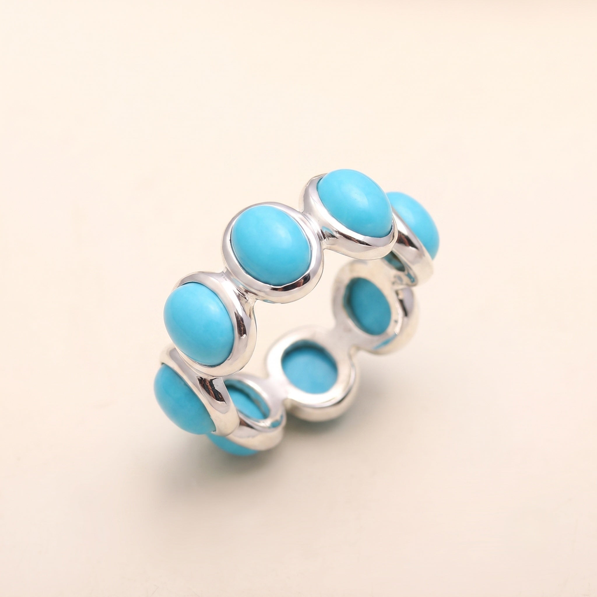 The Lunar Circle: Rainbow Moonstone Oval Eternity Band