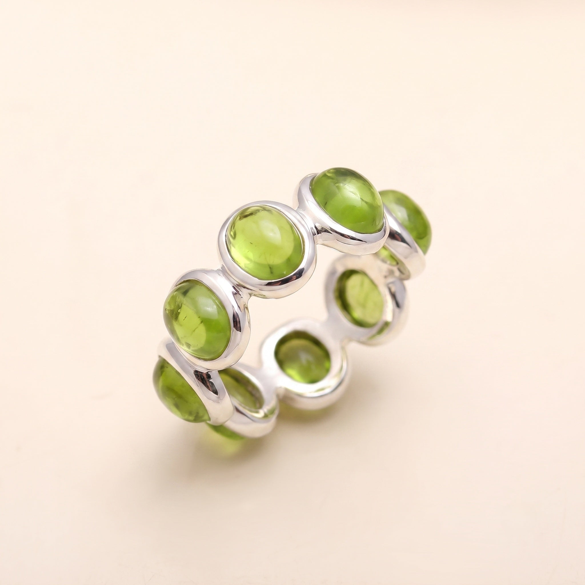 The Lunar Circle: Rainbow Moonstone Oval Eternity Band