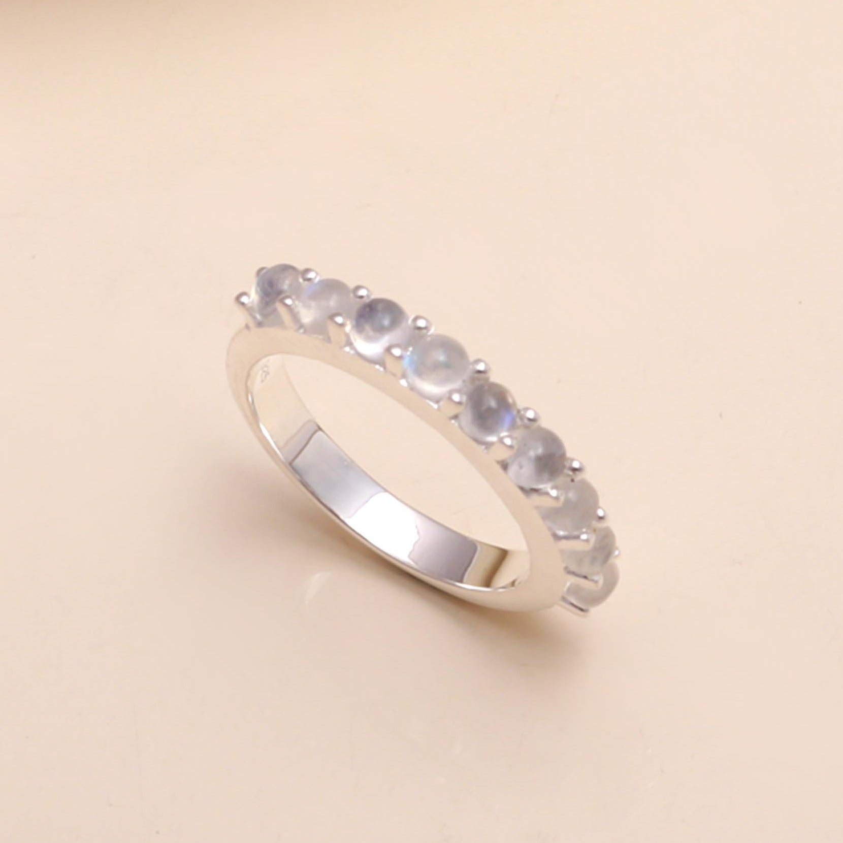 925 Sterling Silver Moonstone Eternity Band Ring