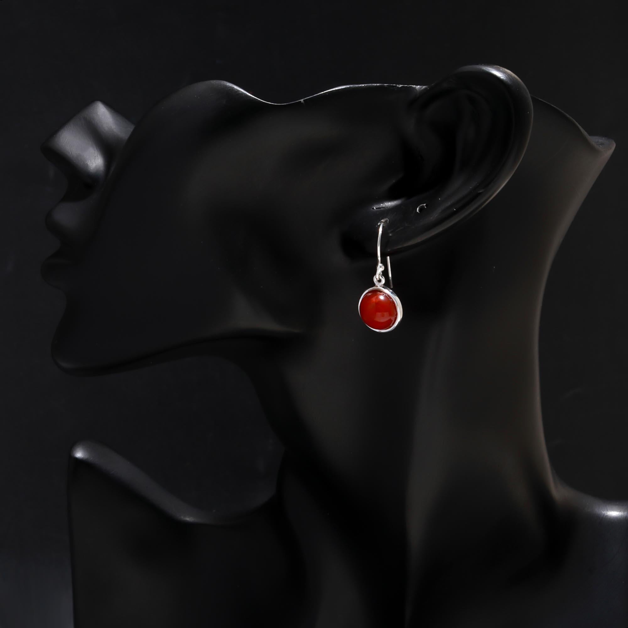 925 Sterling Silver Carnelian Drop Earrings