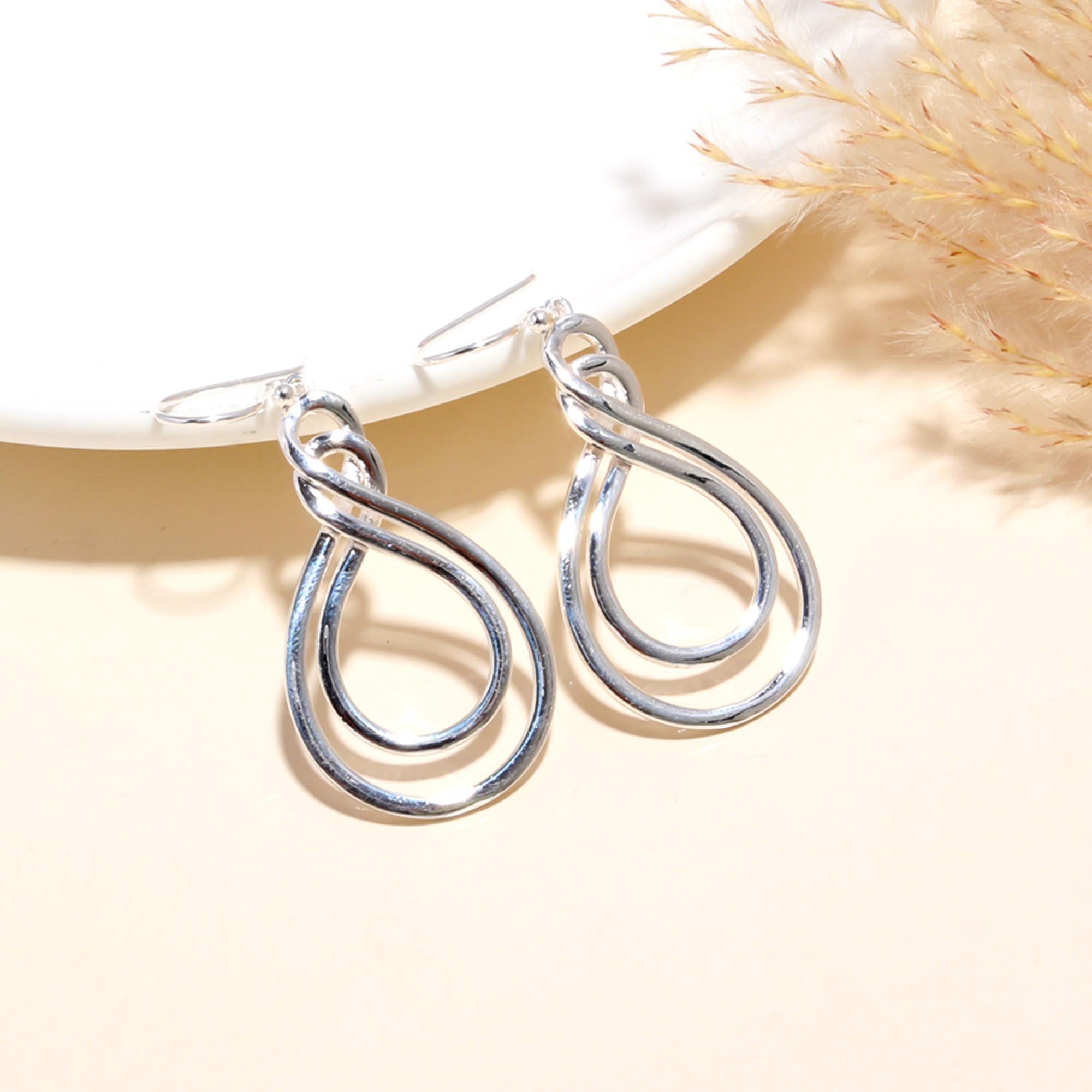 925 Sterling Silver Infinity Teardrop Dangle Earrings