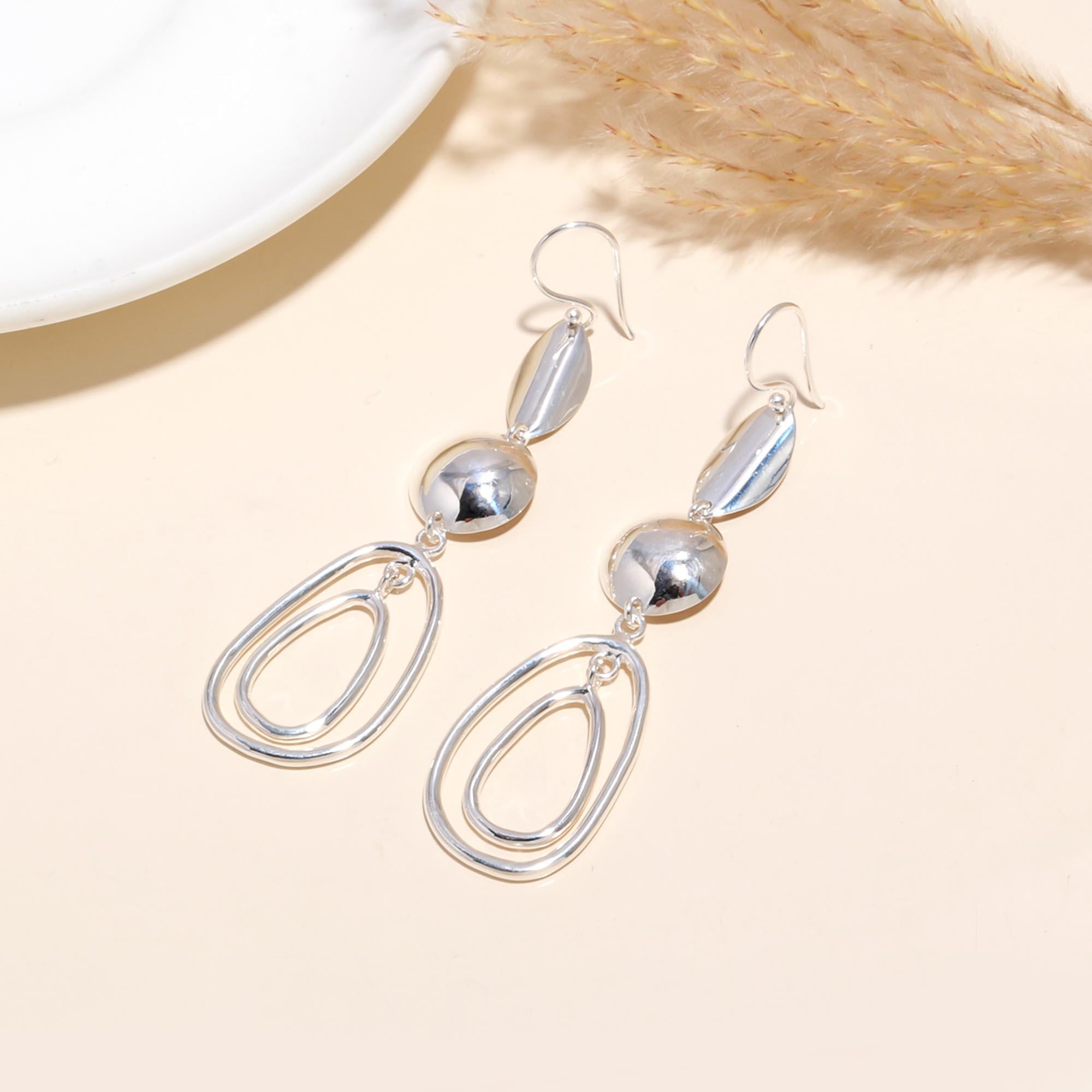 925 Sterling Silver Modern Geometric Dangle Earrings