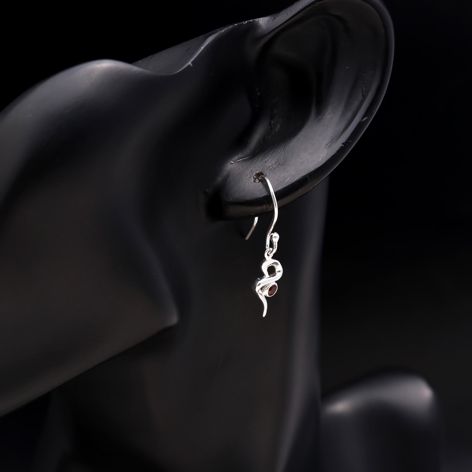 925 Silver Abstract Garnet Drop Earrings