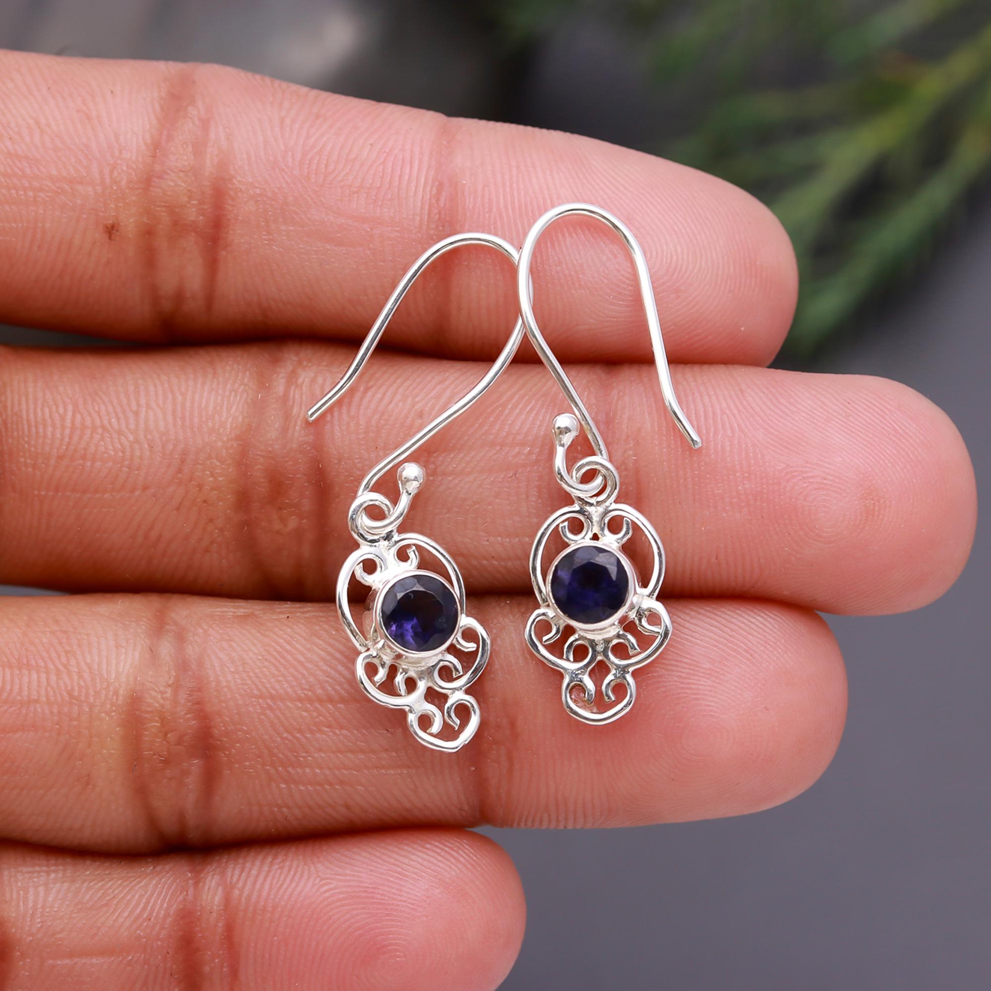 925 Silver Filigree Amethyst Drop Earrings