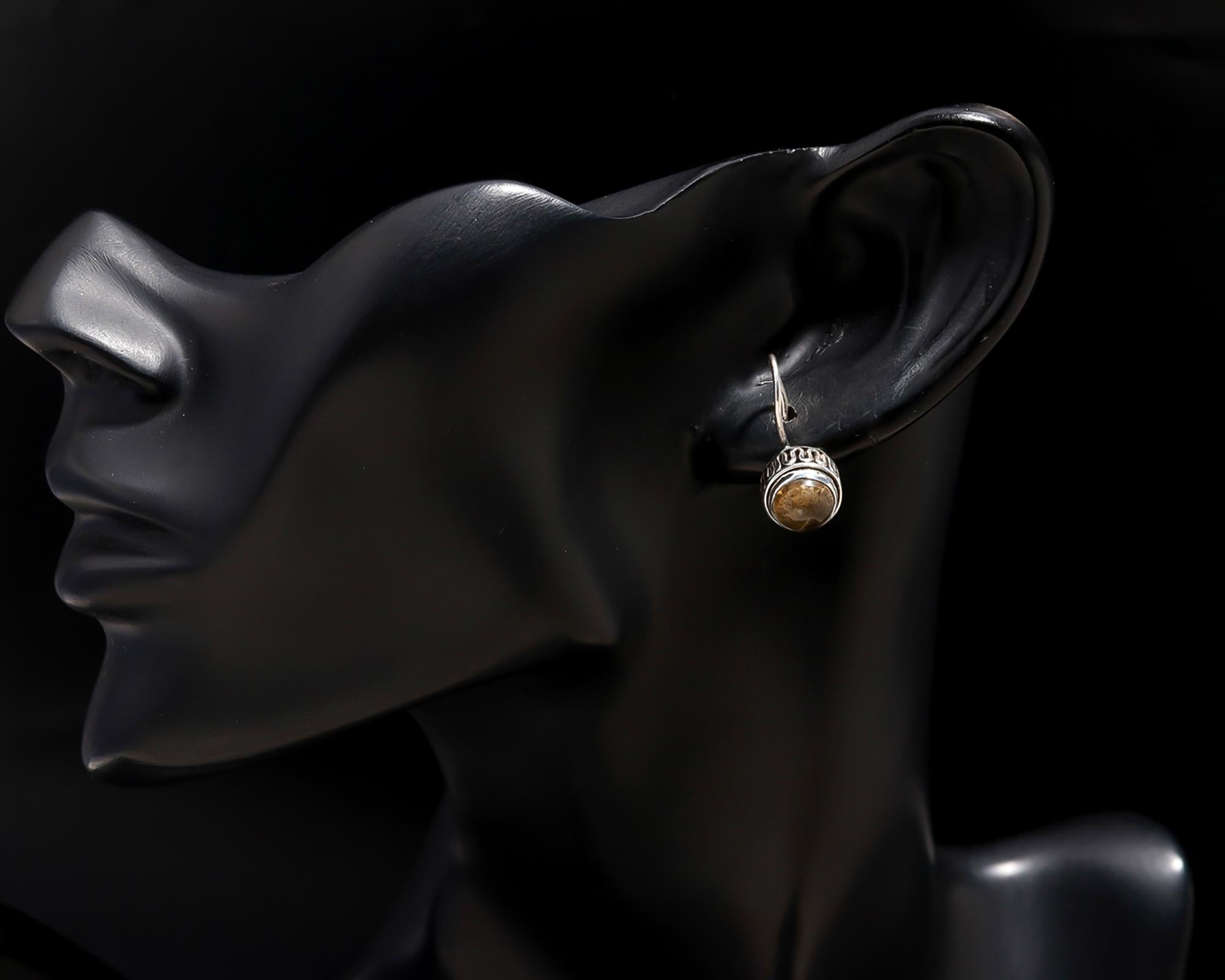 925 Silver Round Smoky Quartz Dangle Earrings