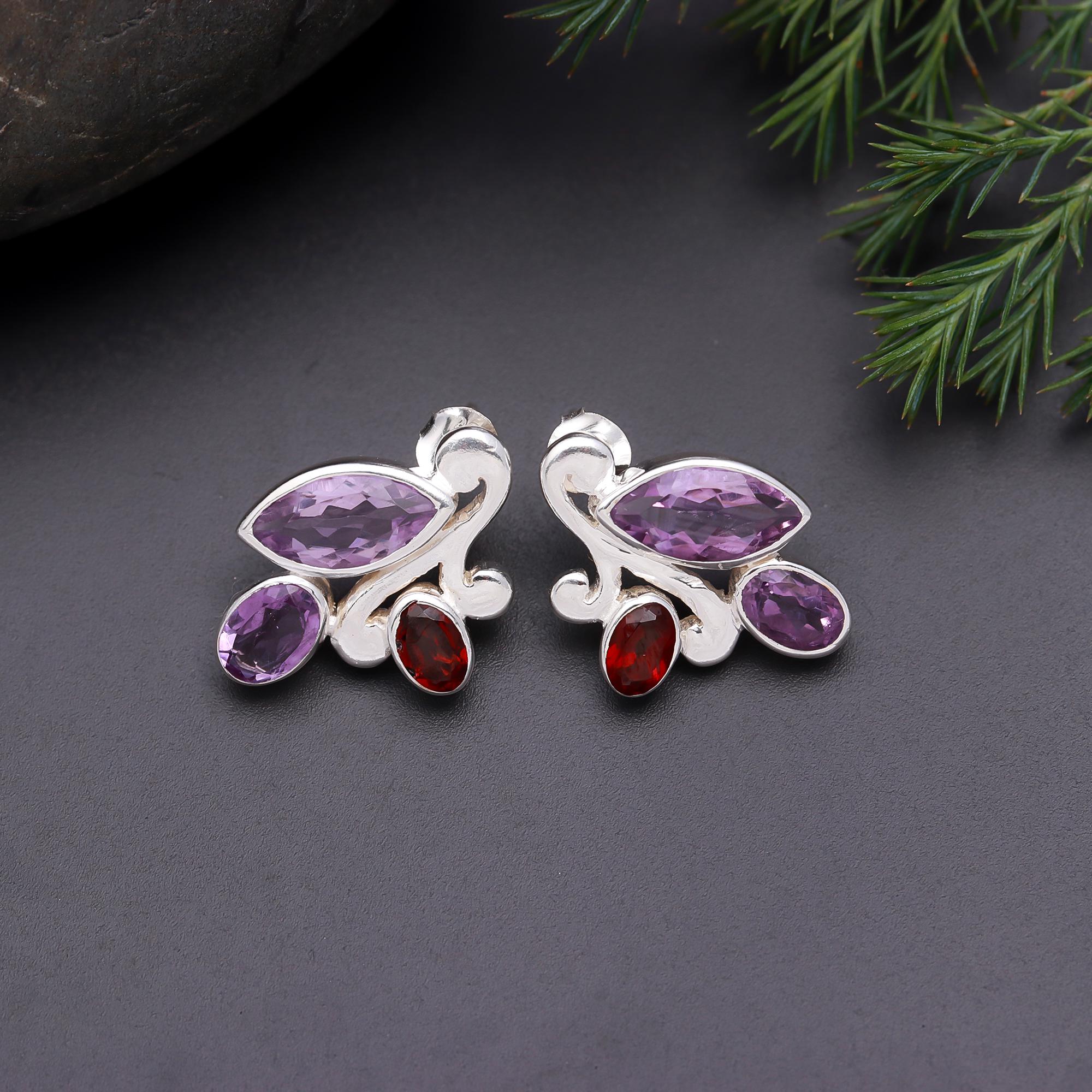 925 Silver Floral Cluster Stud Earrings