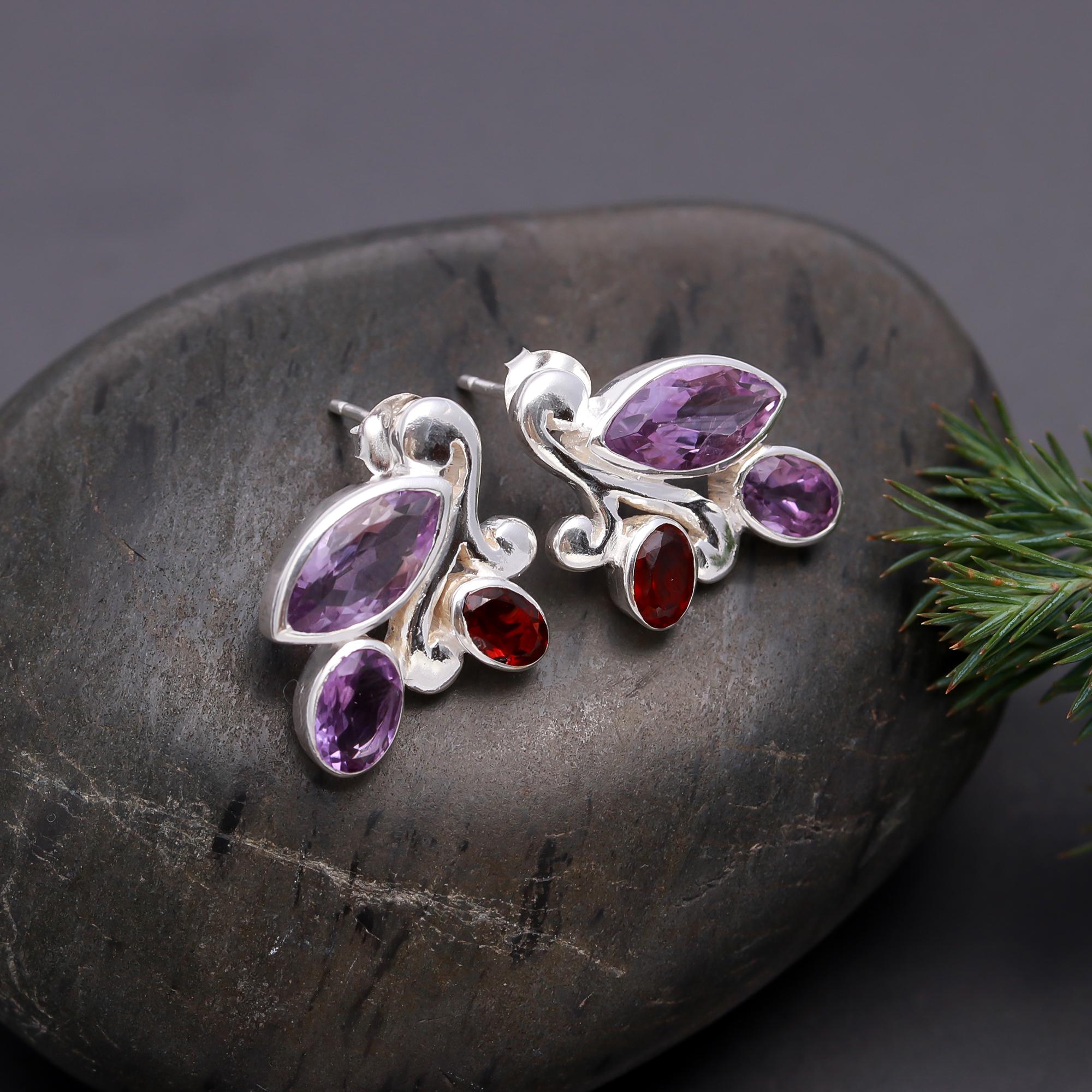 925 Silver Floral Cluster Stud Earrings