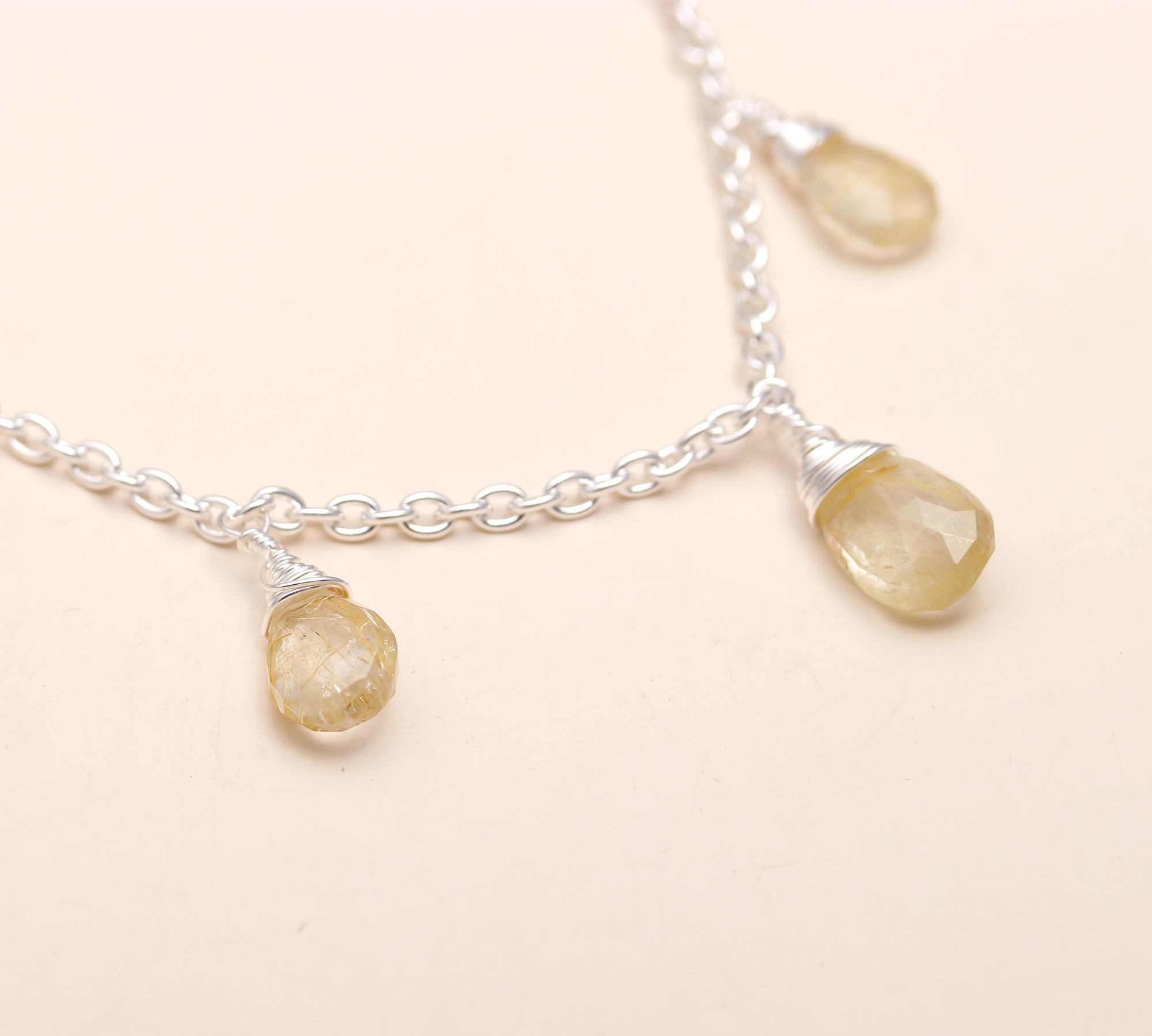 925 Sterling Silver Citrine Designer Necklace Anchor Chain