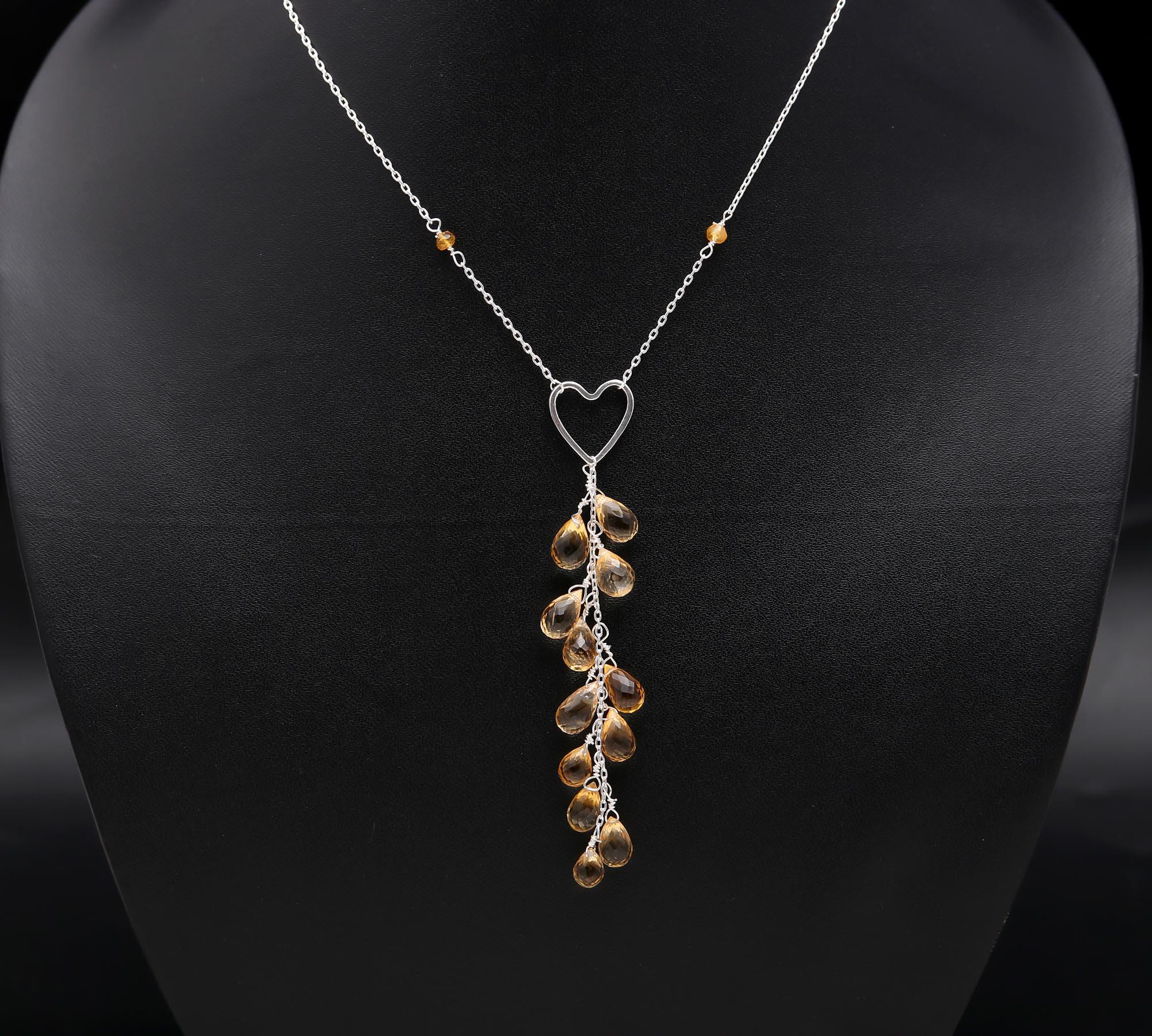 925 Silver Citrine Heart Necklace