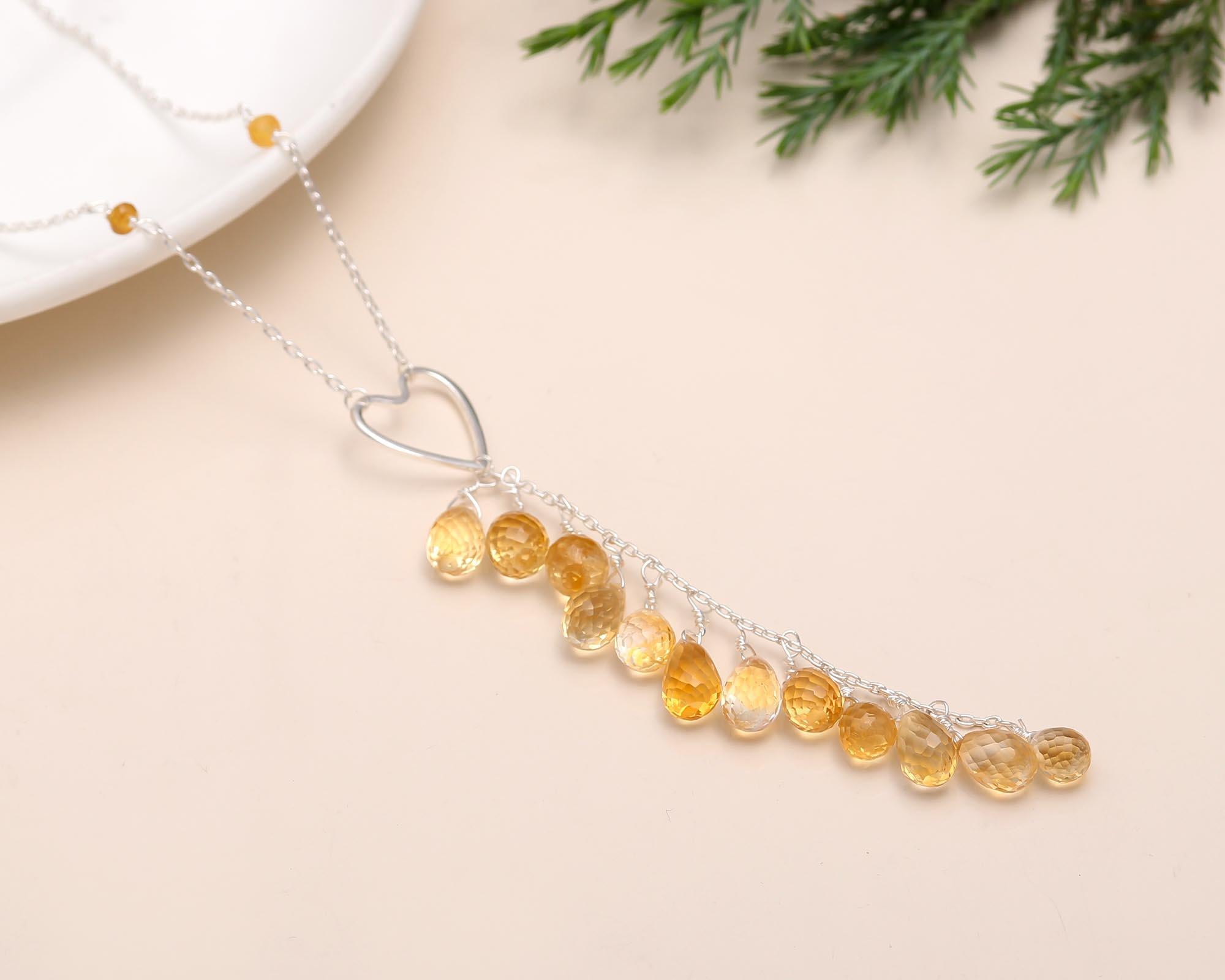 925 Sterling Silver Citrine Designer Necklace Anchor Chain