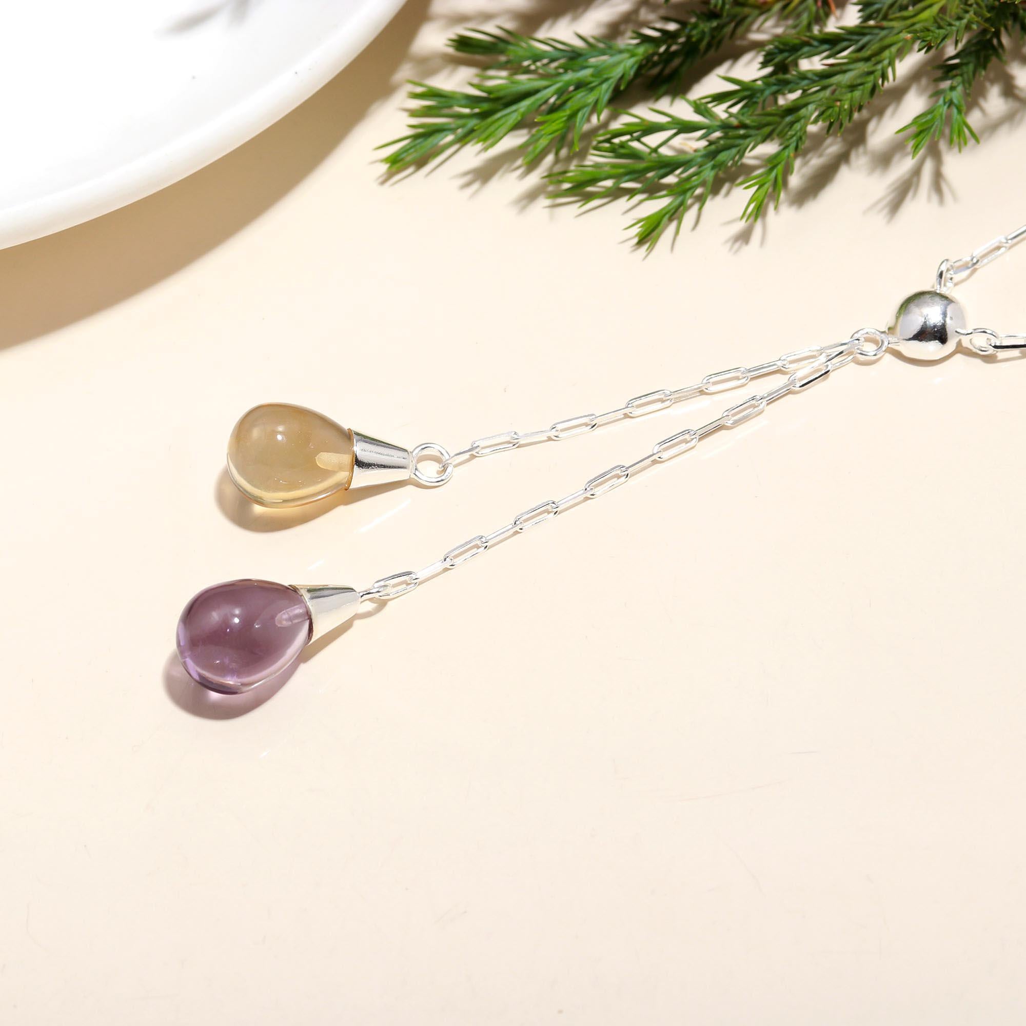 The Twilight Harmony: Amethyst & Citrine Adjustable Lariat Necklace