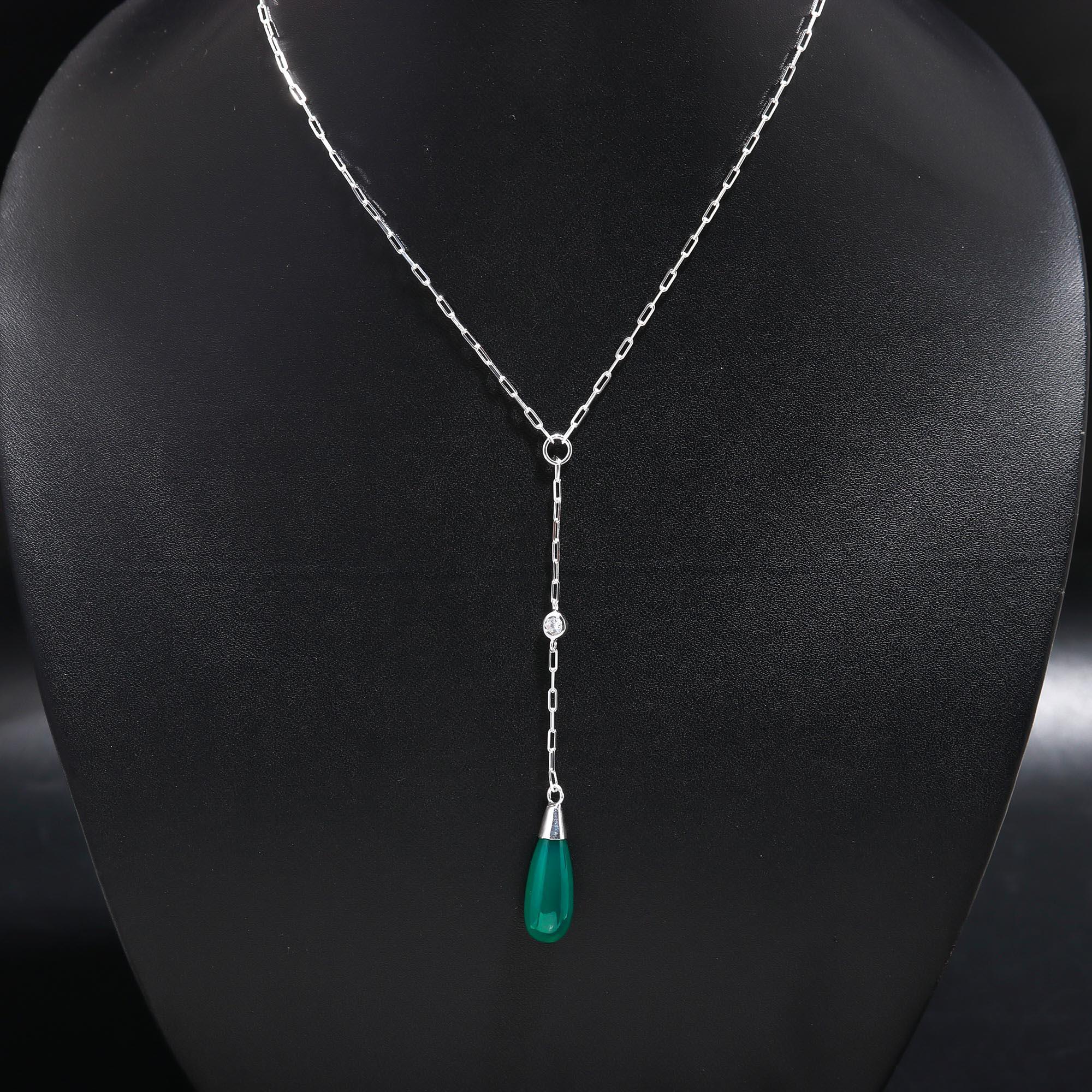 925 Silver Green Onyx Necklace