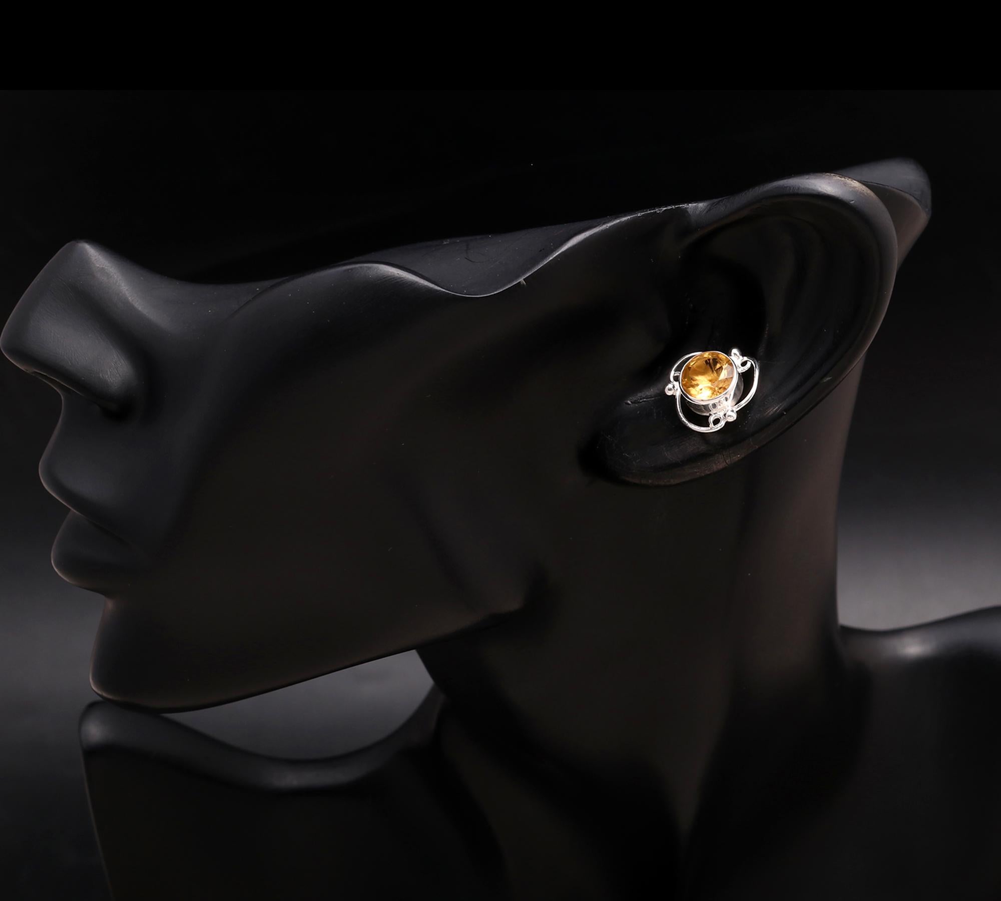 925 Silver Citrine Swirl Stud Earrings