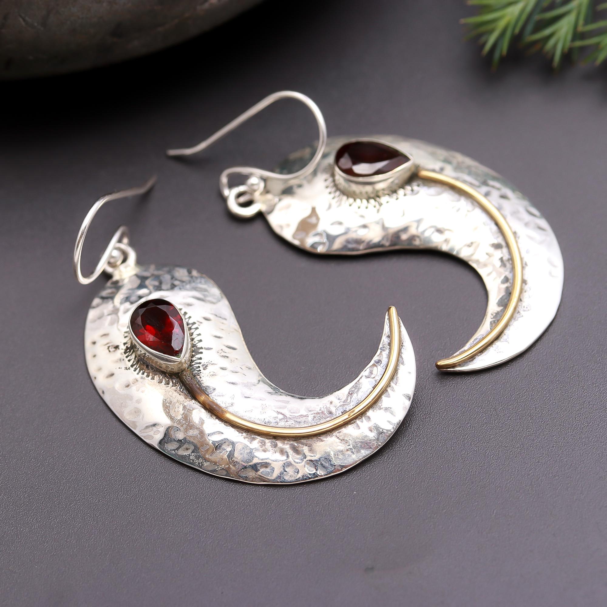 925 Silver Crescent Dangle Earrings