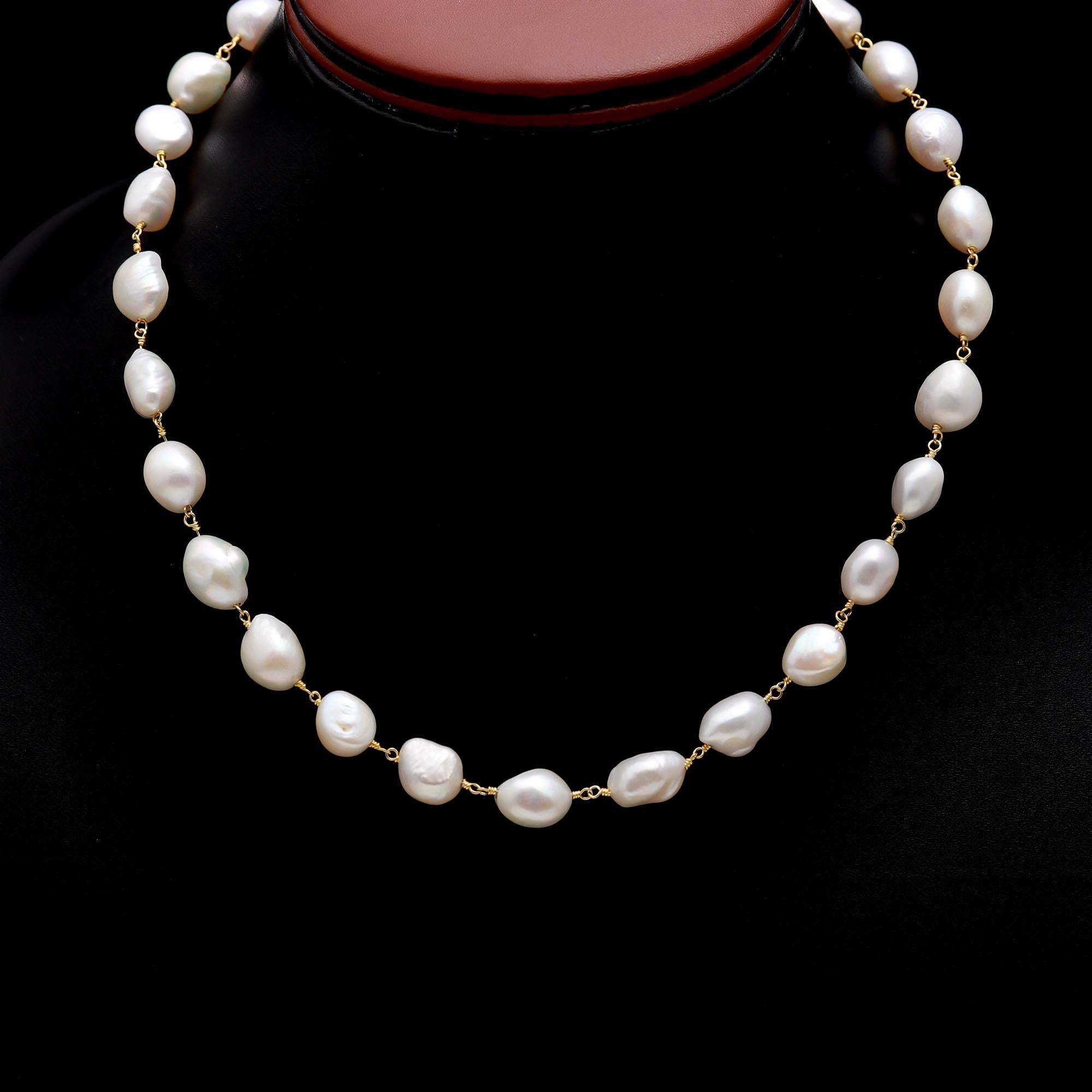 925 Silver Baroque Pearl Beaded Necklace