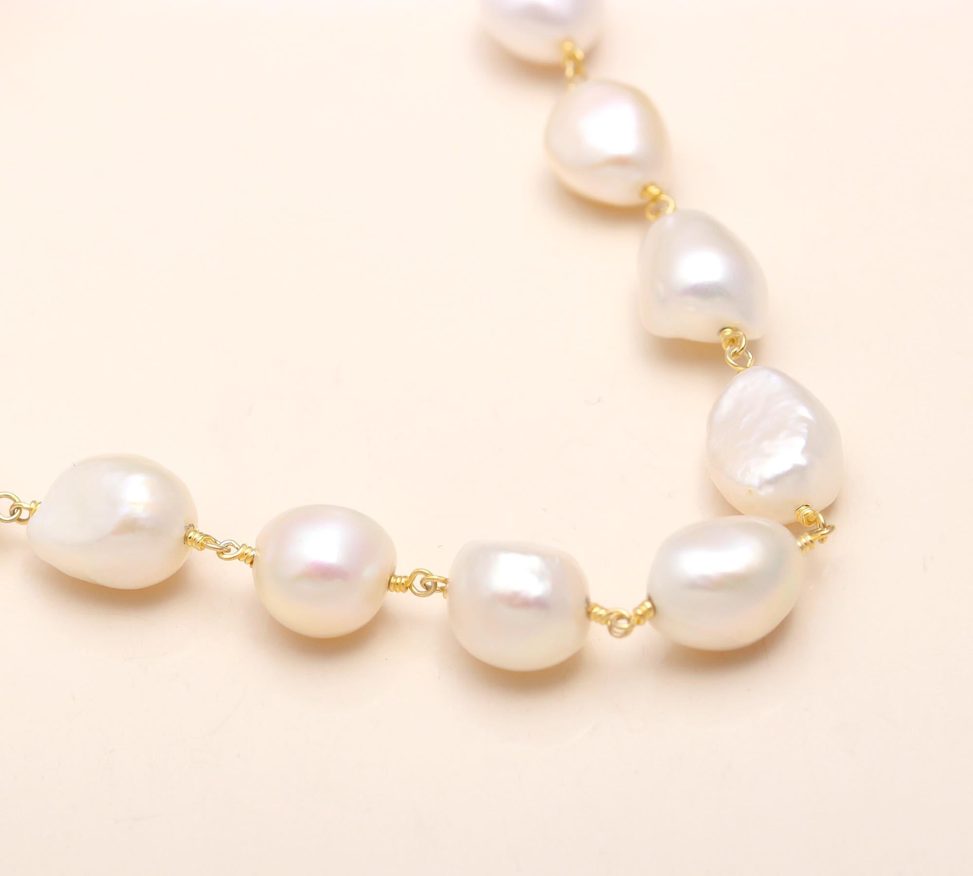 The Modern Classic: Baroque Pearl & Gold Wire-Wrapped Necklace