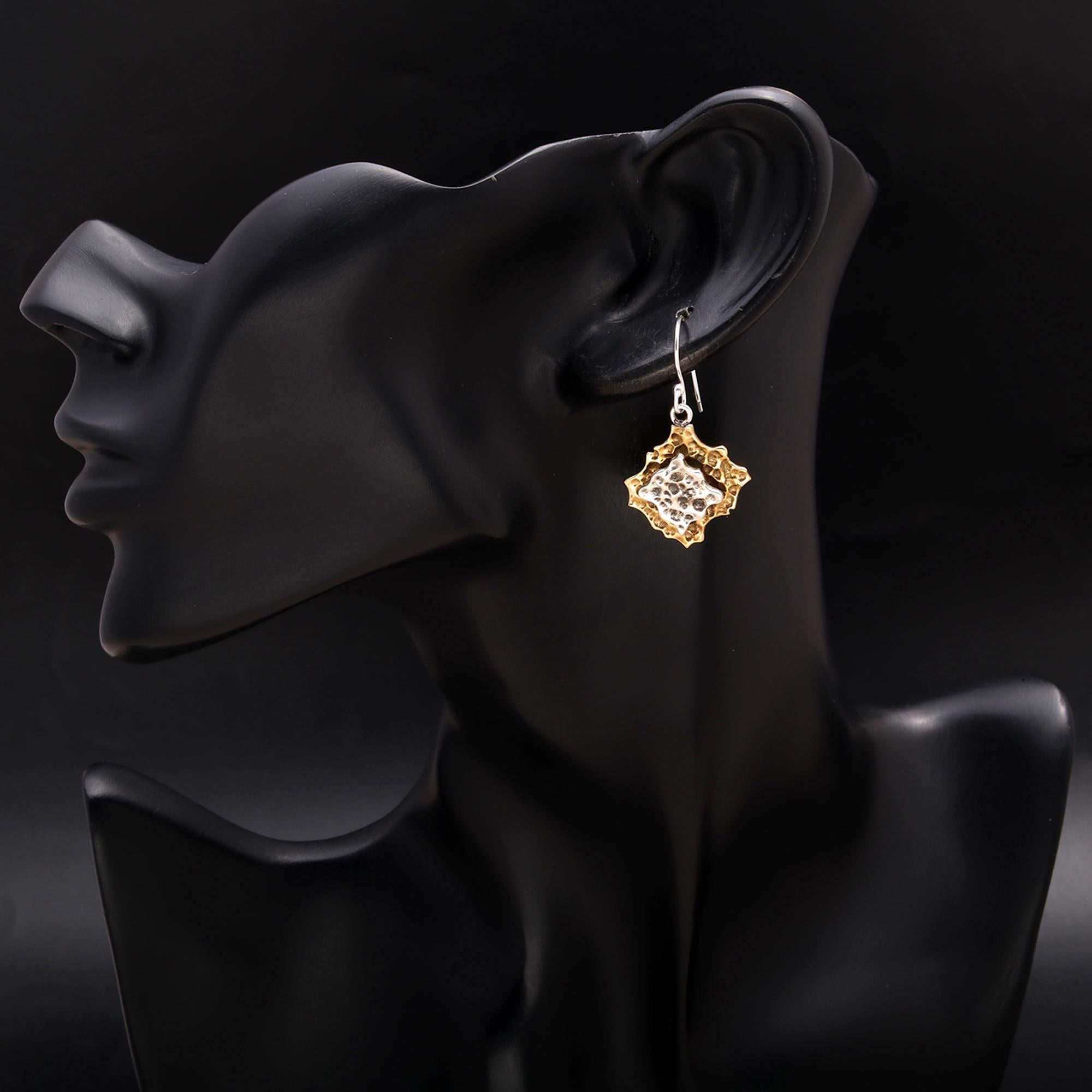 925 Silver Textured Layered Dangle Earrings