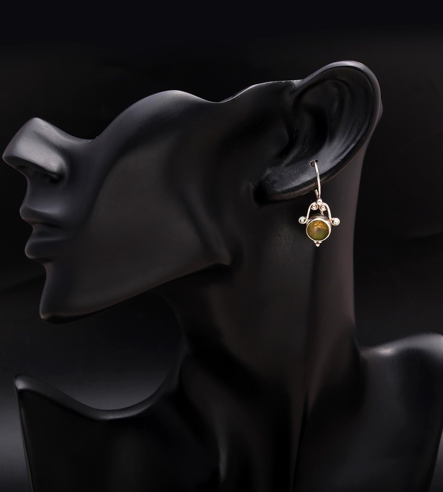 925 Silver Round Blue SapphireDangle Earrings