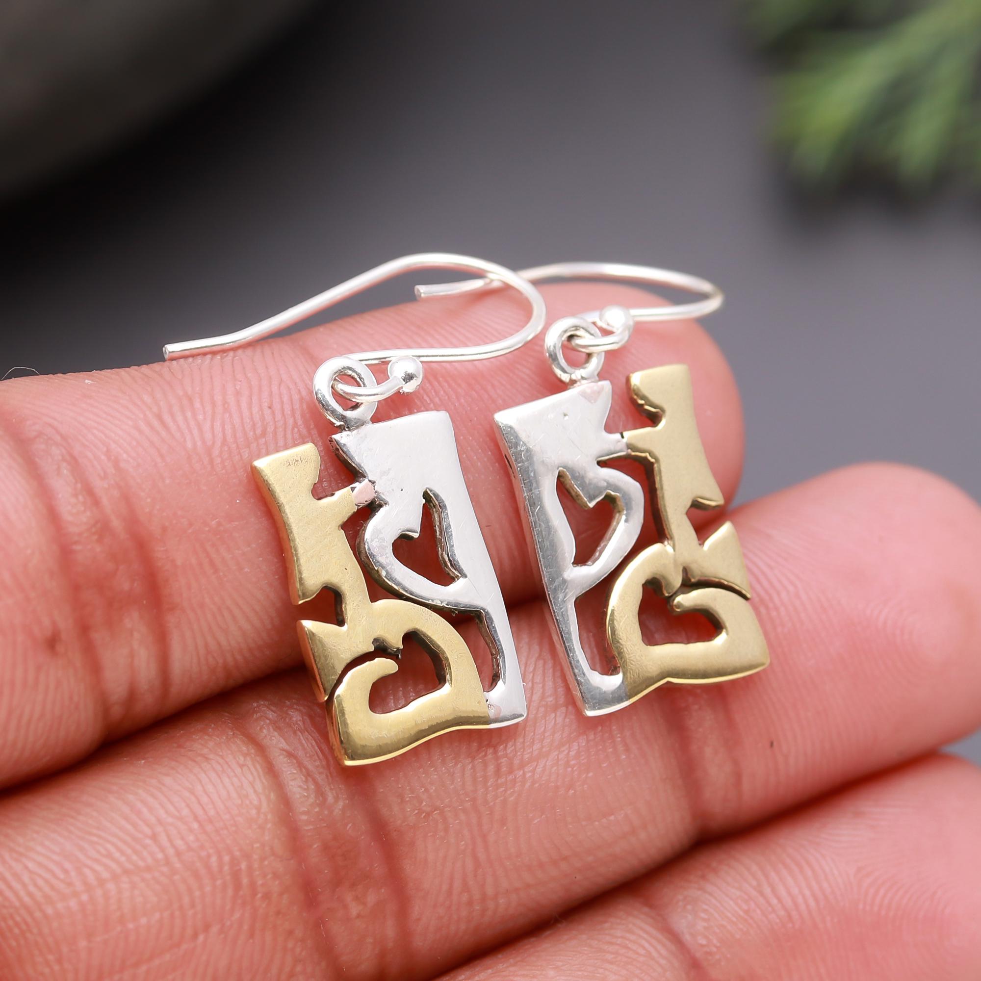 925 Silver Abstract Love Dangle Earrings