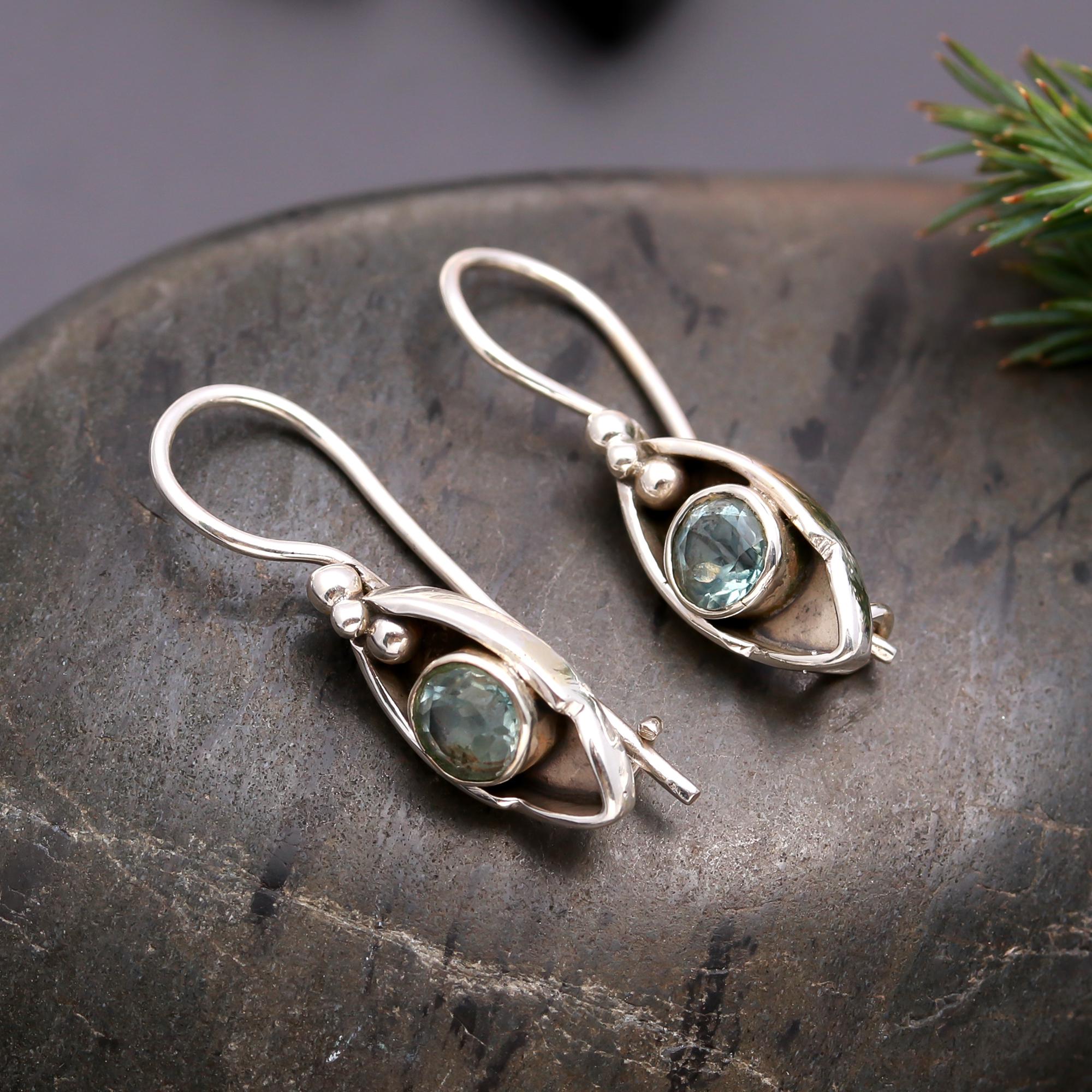 925 Silver Aquamarine Dangle Earrings